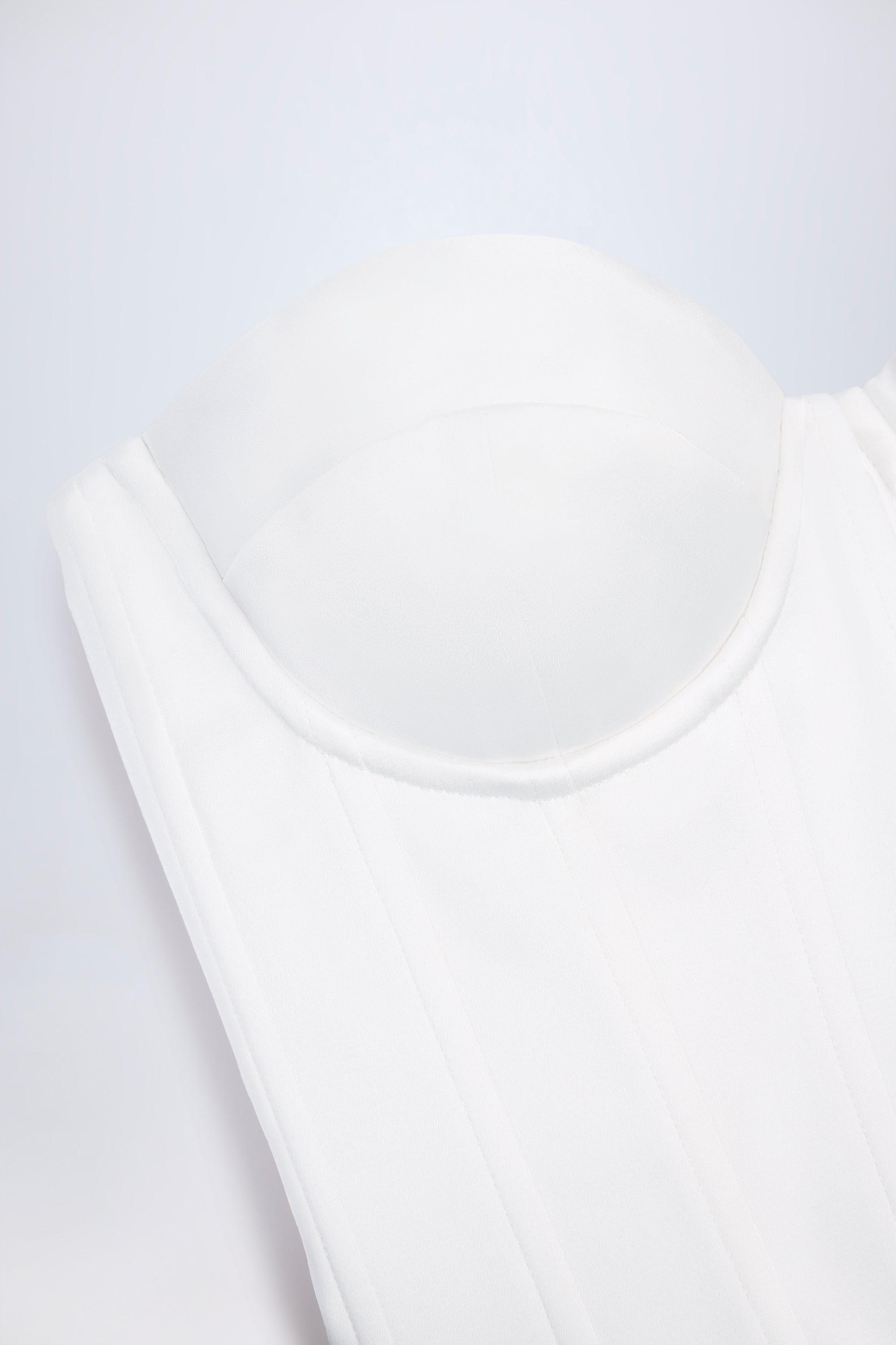 Satin Lace-Up Bustier Corset Top in White