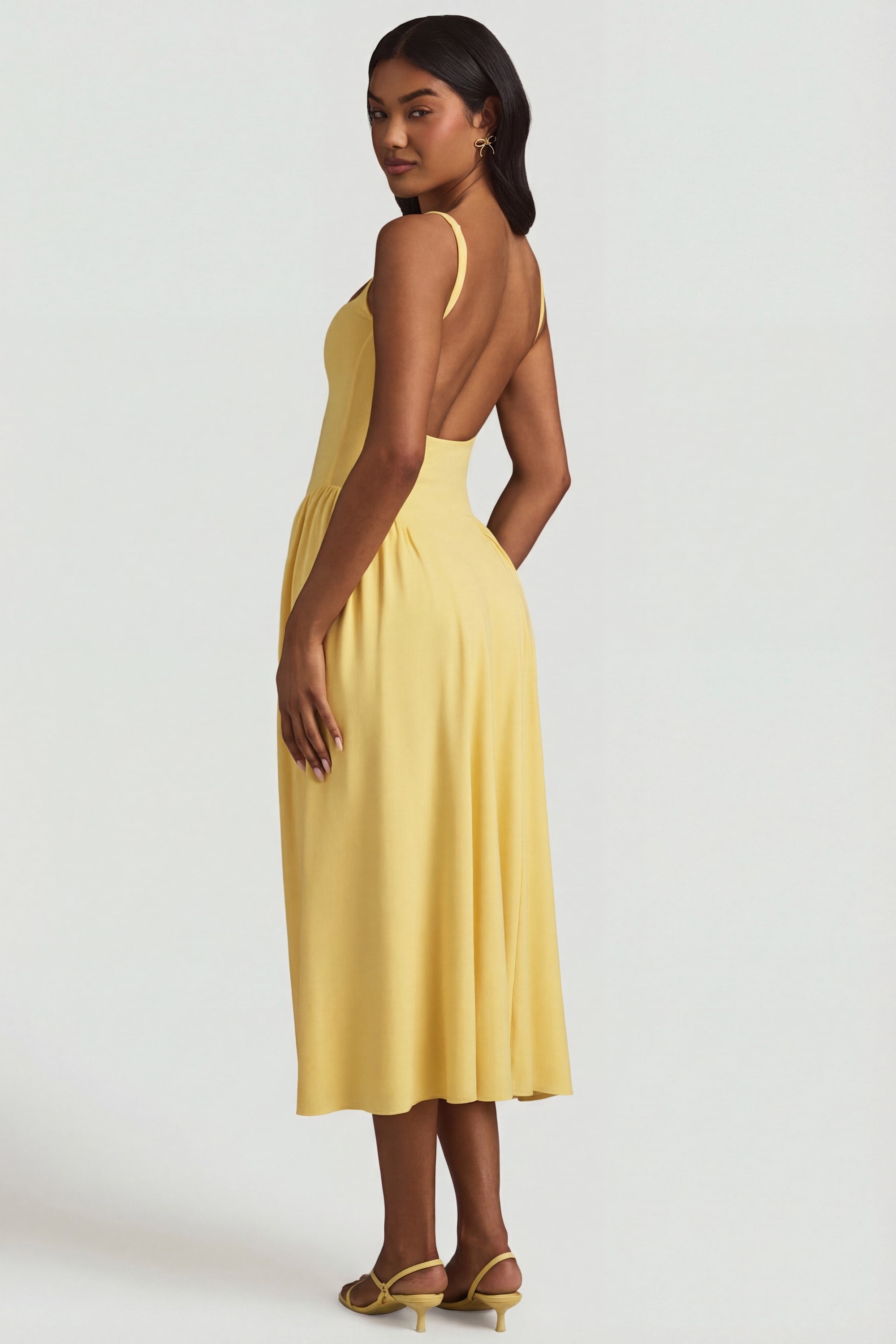 Modal A-Line Midaxi Dress in Pastel Yellow - 2