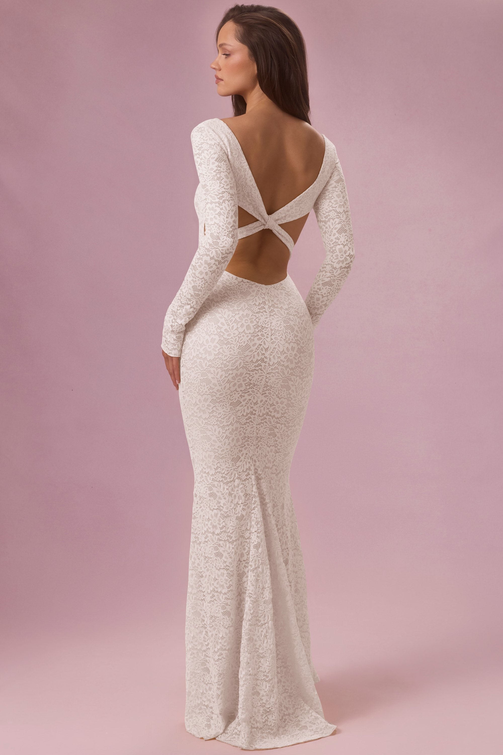 Lace Long-Sleeve Maxi Dress in Ivory - 1