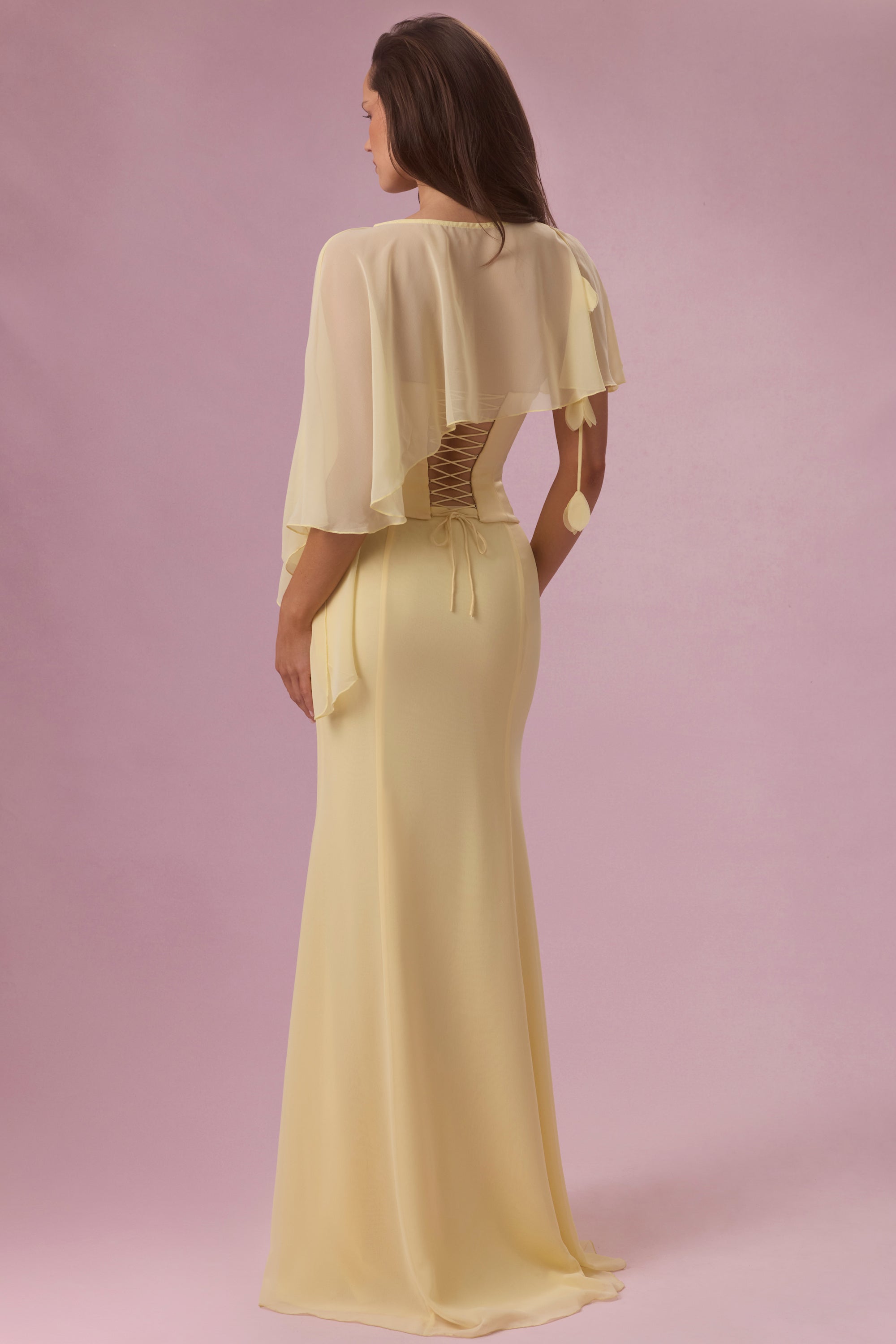 Chiffon Cape in Butter Yellow - 2