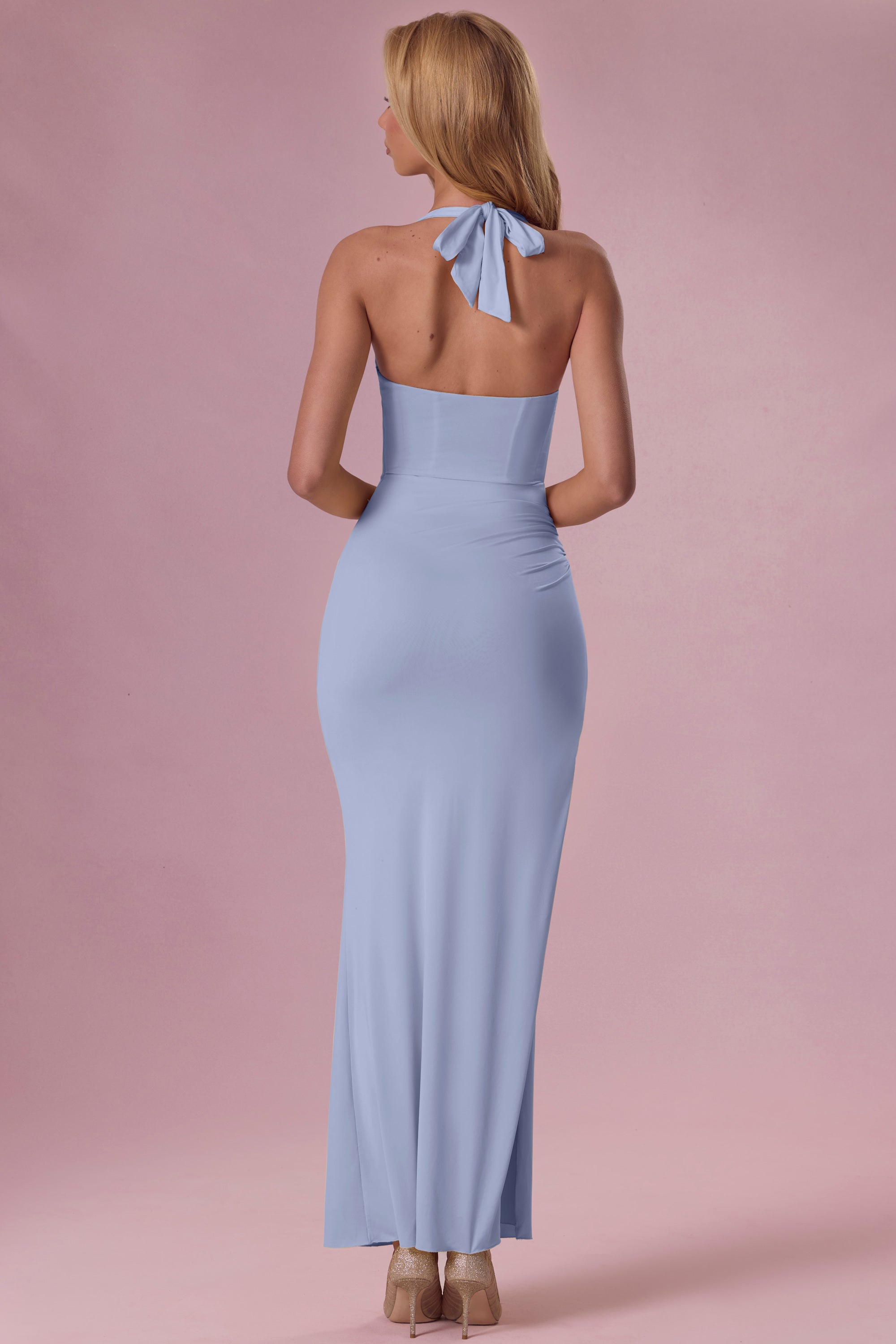 Jersey Corset Bridesmaid Dress in Powder Blue - 2