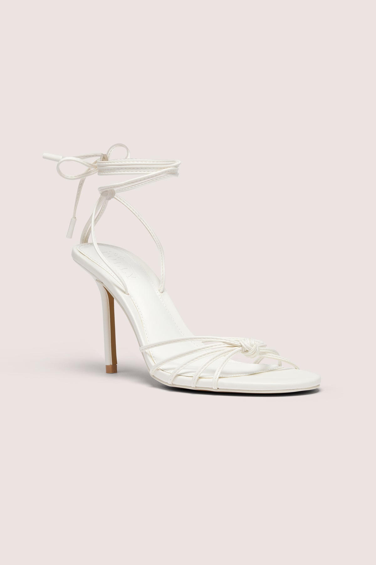 Lace-Up Heeled Sandal in White
