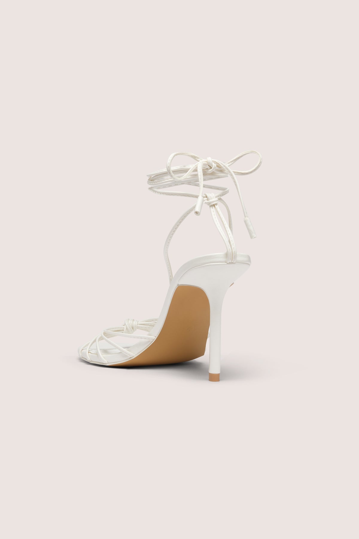 Lace-Up Heeled Sandal in White