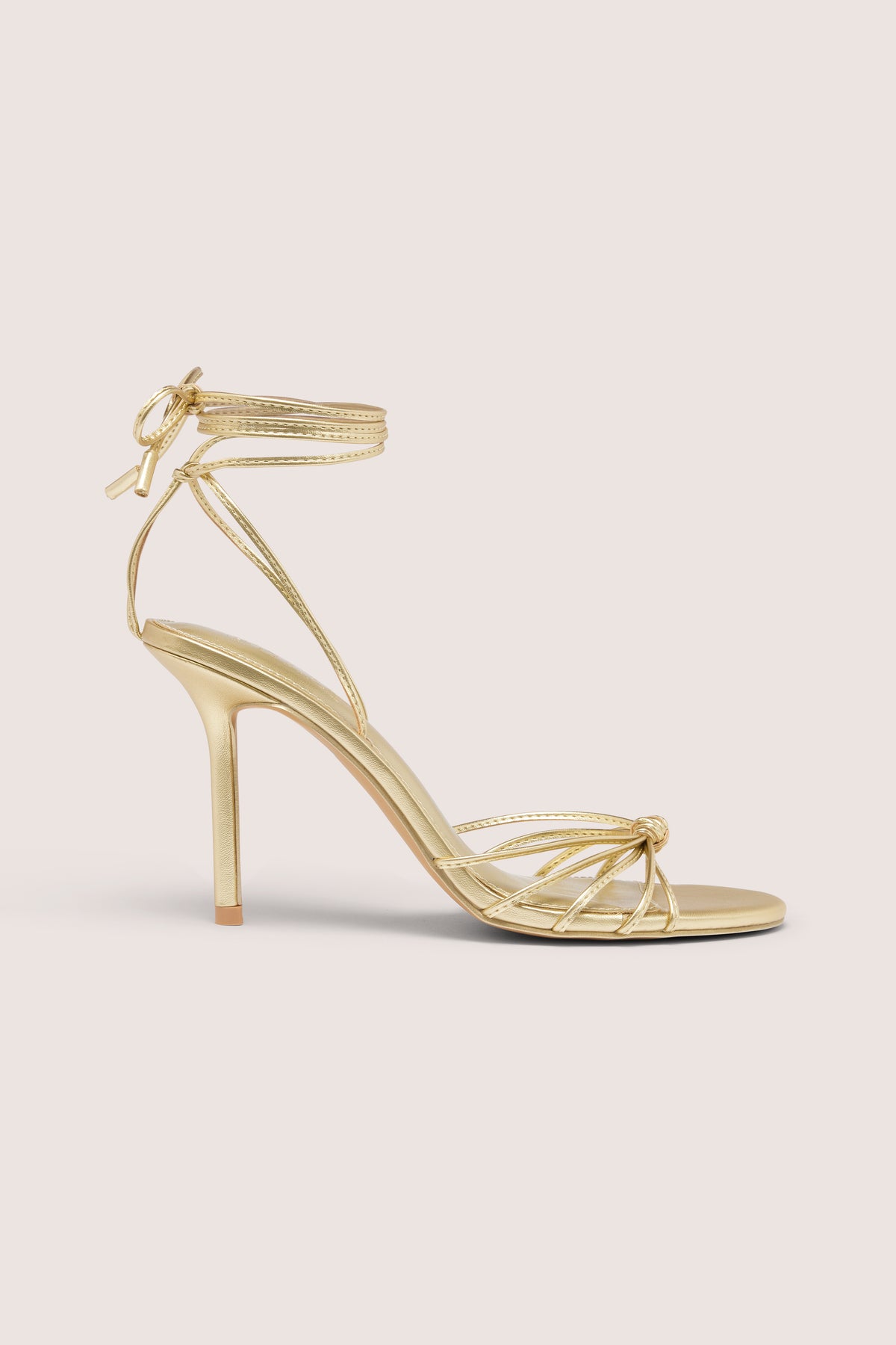 Lace-Up Heeled Sandal in Gold