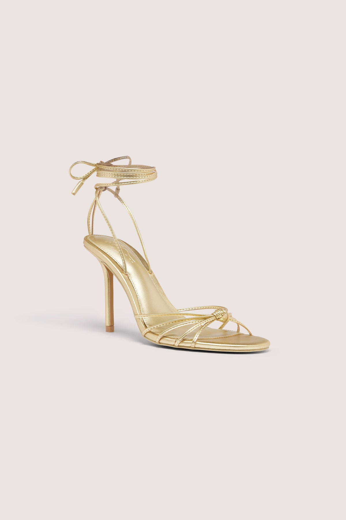 Lace-Up Heeled Sandal in Gold
