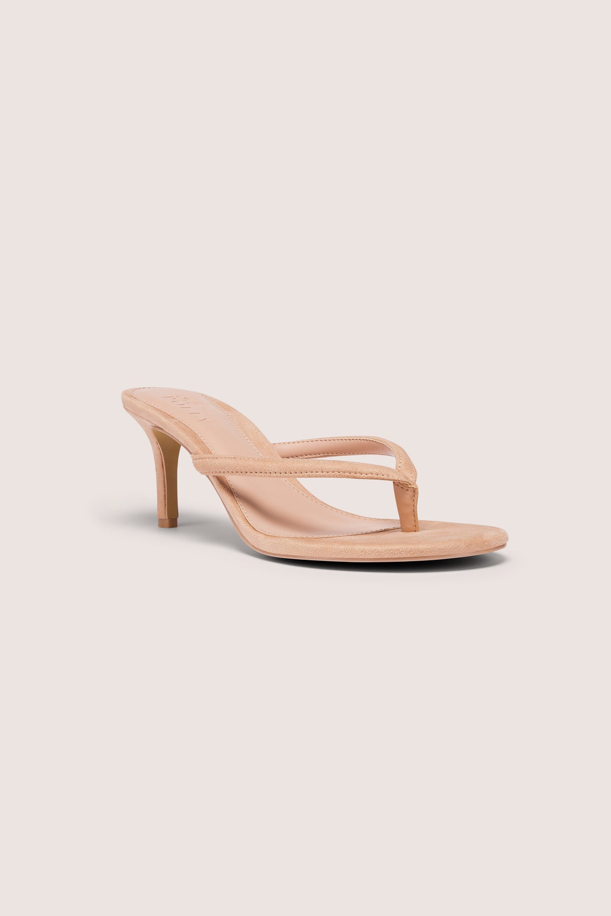 Heeled Thong Sandals in Soft Tan