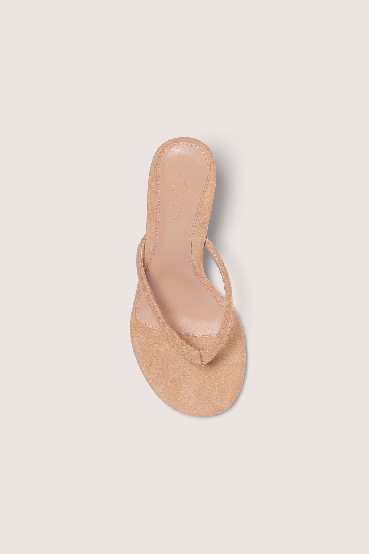 Heeled Thong Sandals in Soft Tan