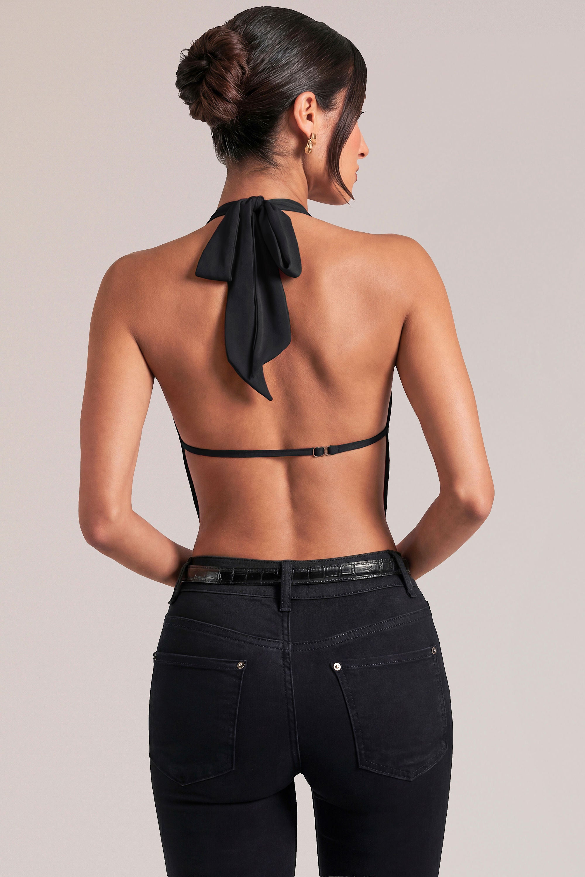 Draped Cowl Top in Black - 2