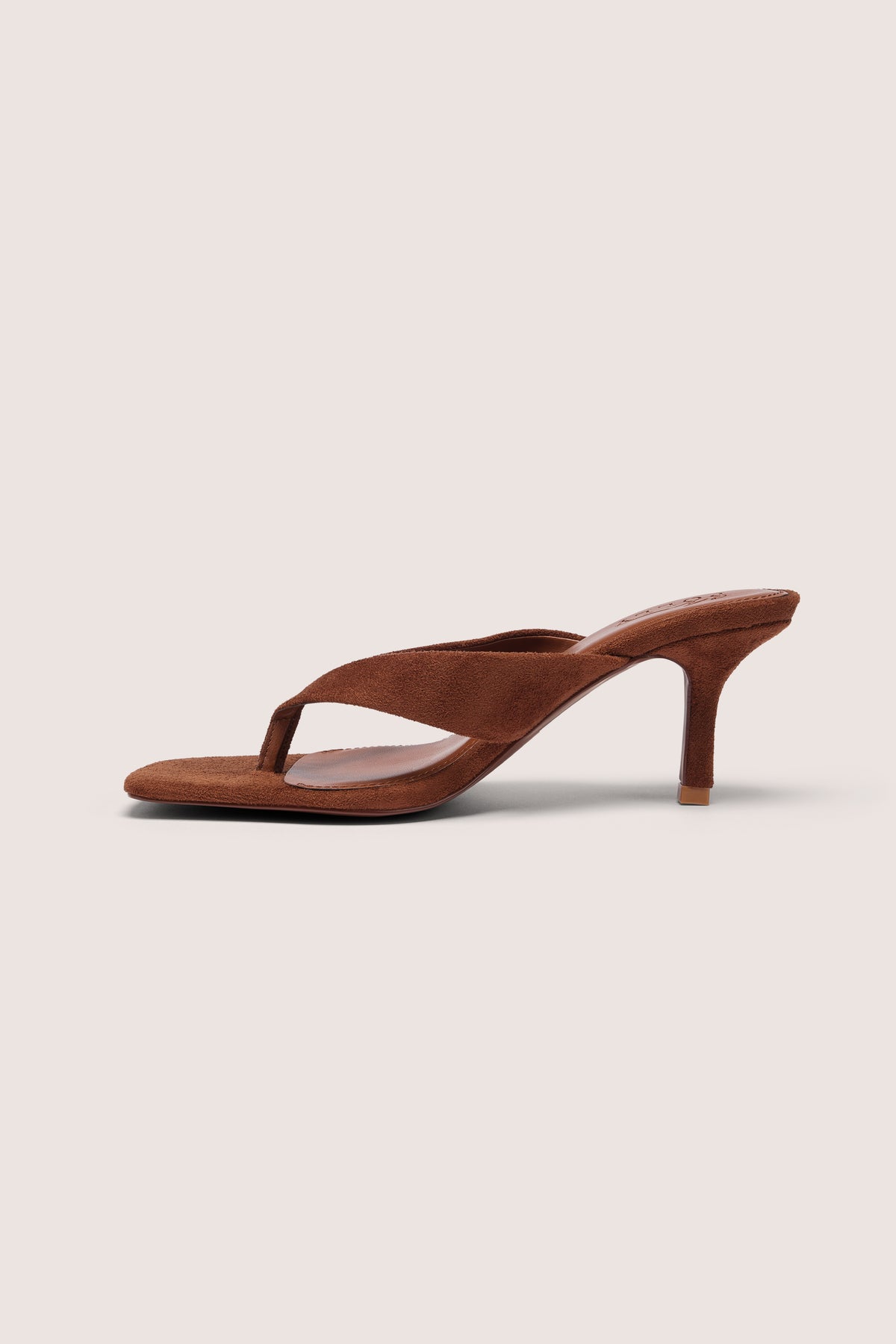 Heeled Thong Sandals  in Cocoa Brown