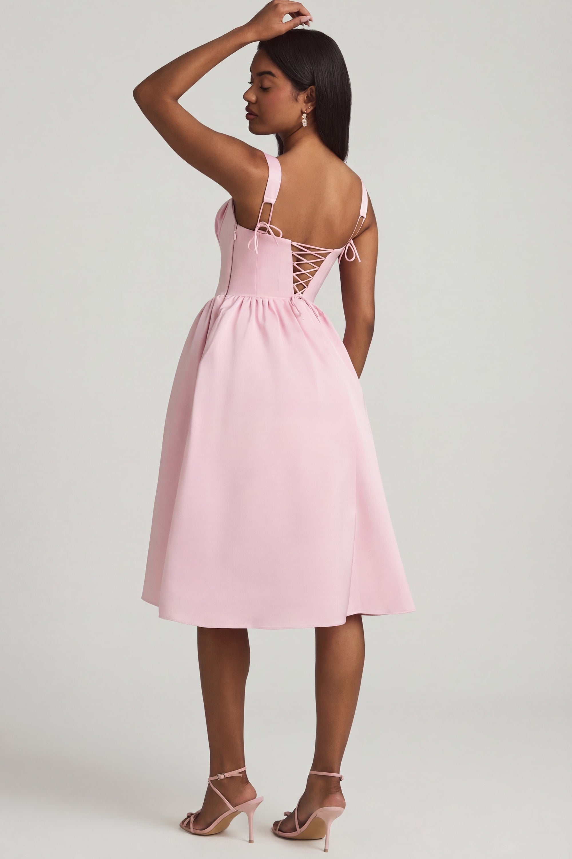 Draped Corset Midaxi Dress in Blush - 2