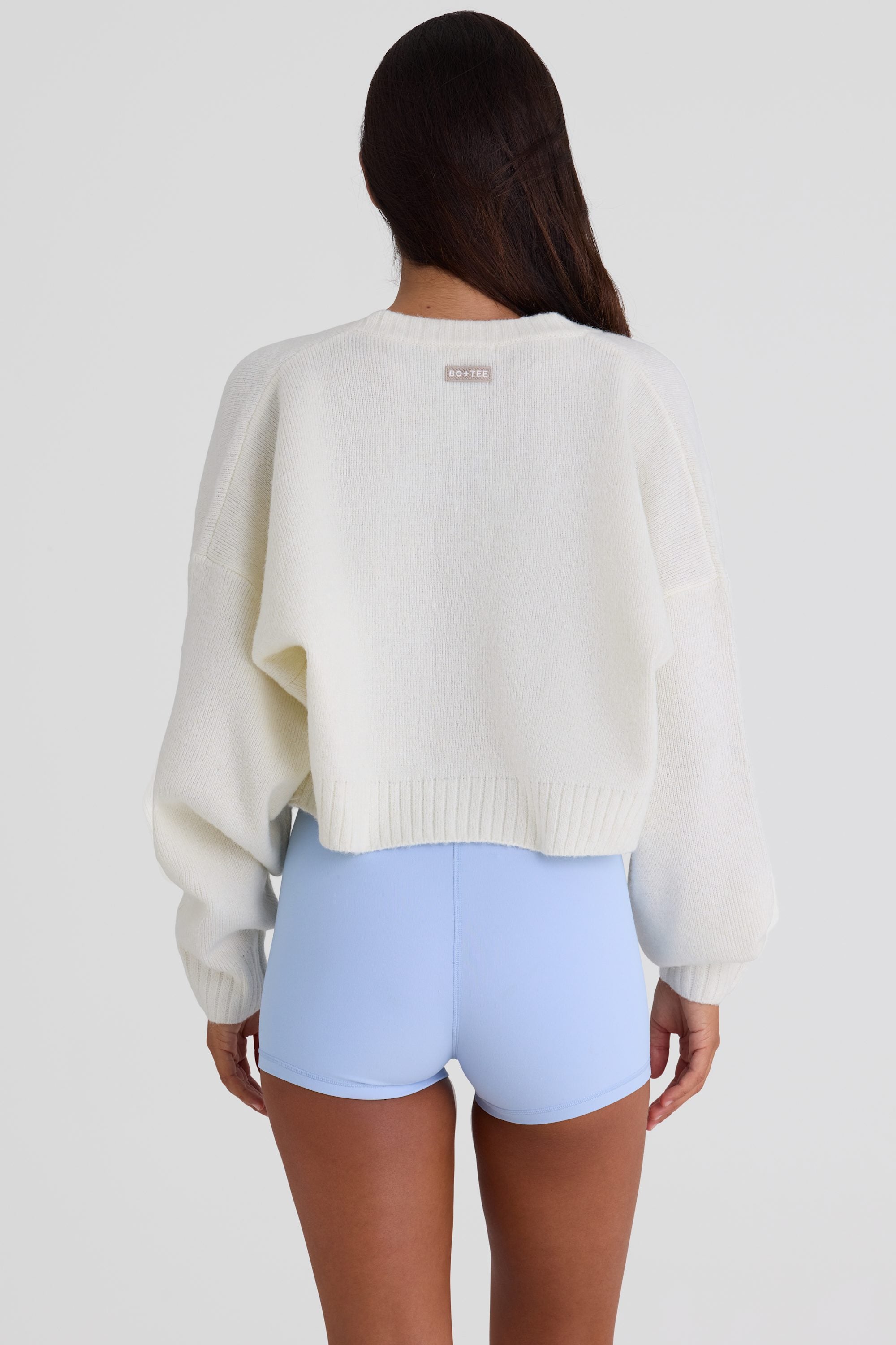 Knit Cropped Cardigan in Ivory