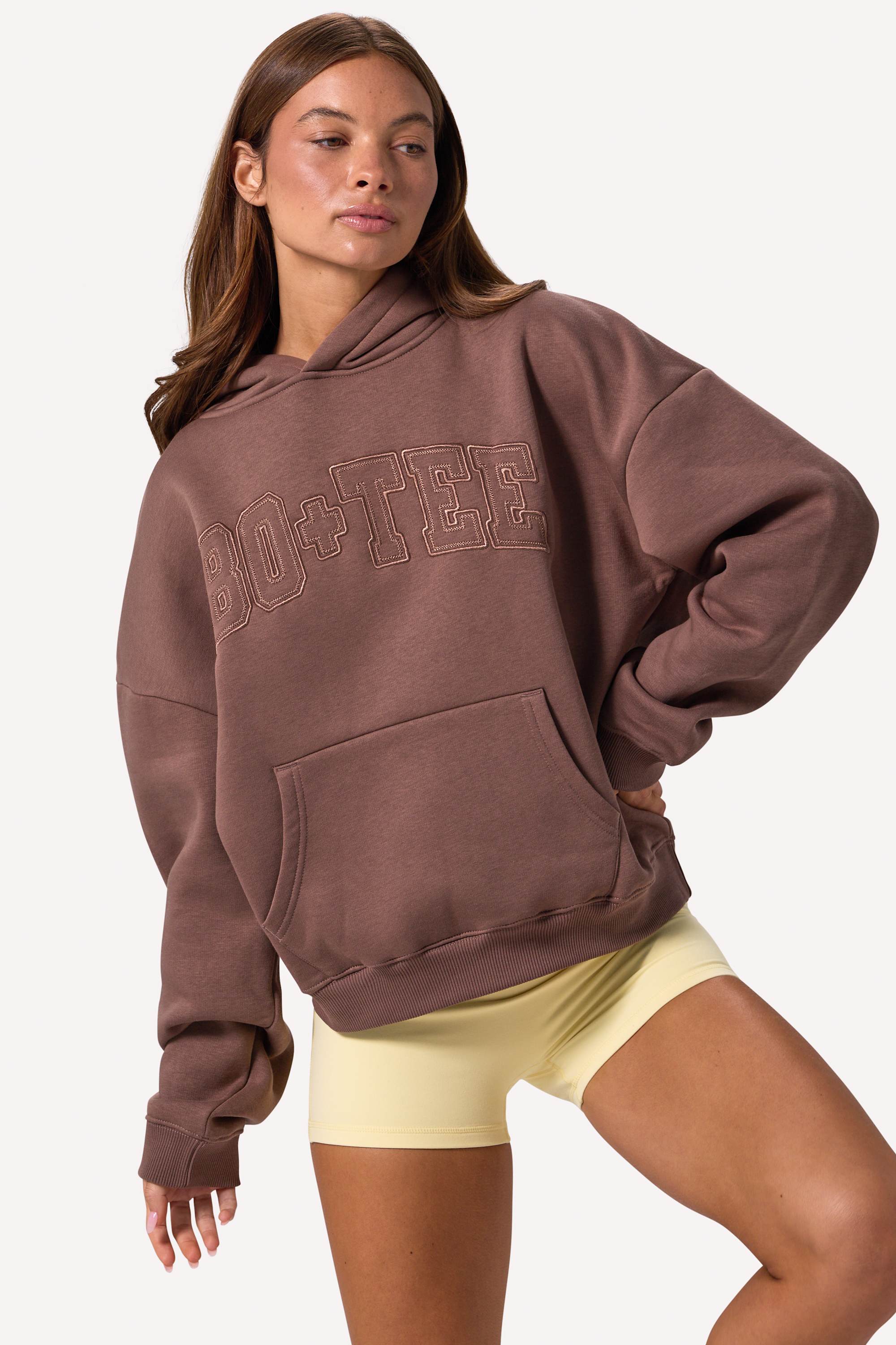 Embroidered Oversized Hoodie in Cocoa - 1