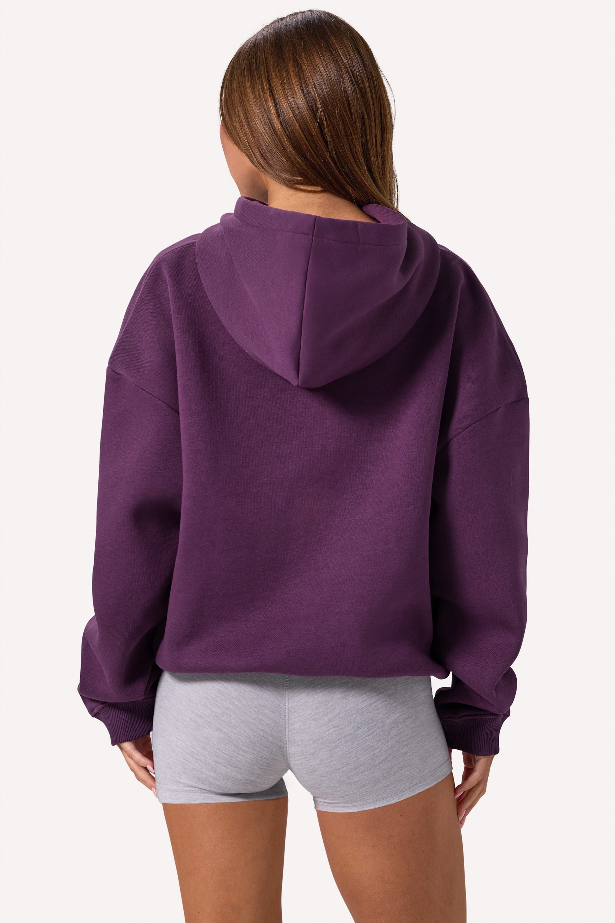 Embroidered Oversized Hoodie in Plum - 2