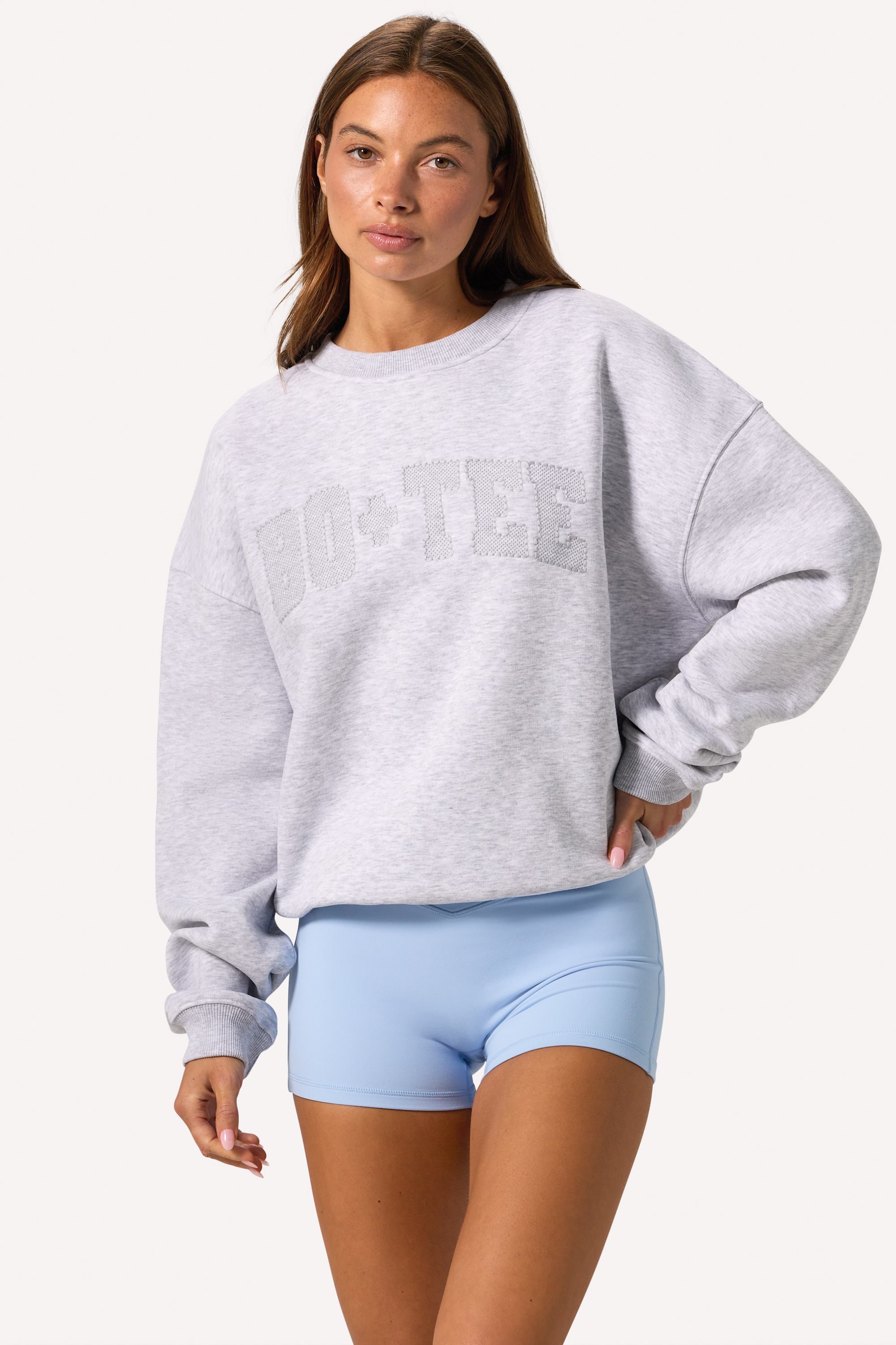Oversized Crew-Neck Jumper in Grey Marl - 1