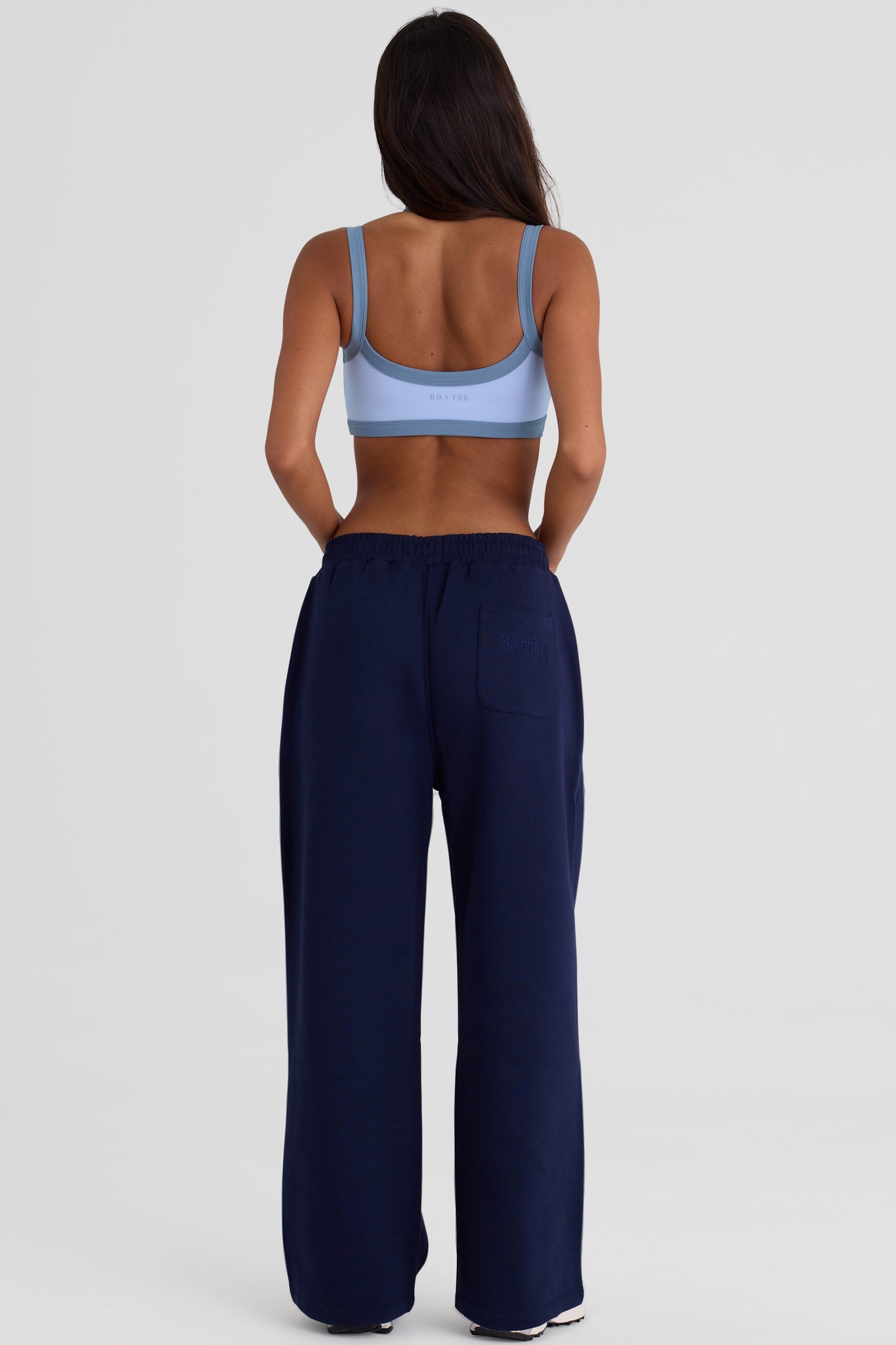 Brushed Jersey Wide-Leg Joggers in Midnight - 2