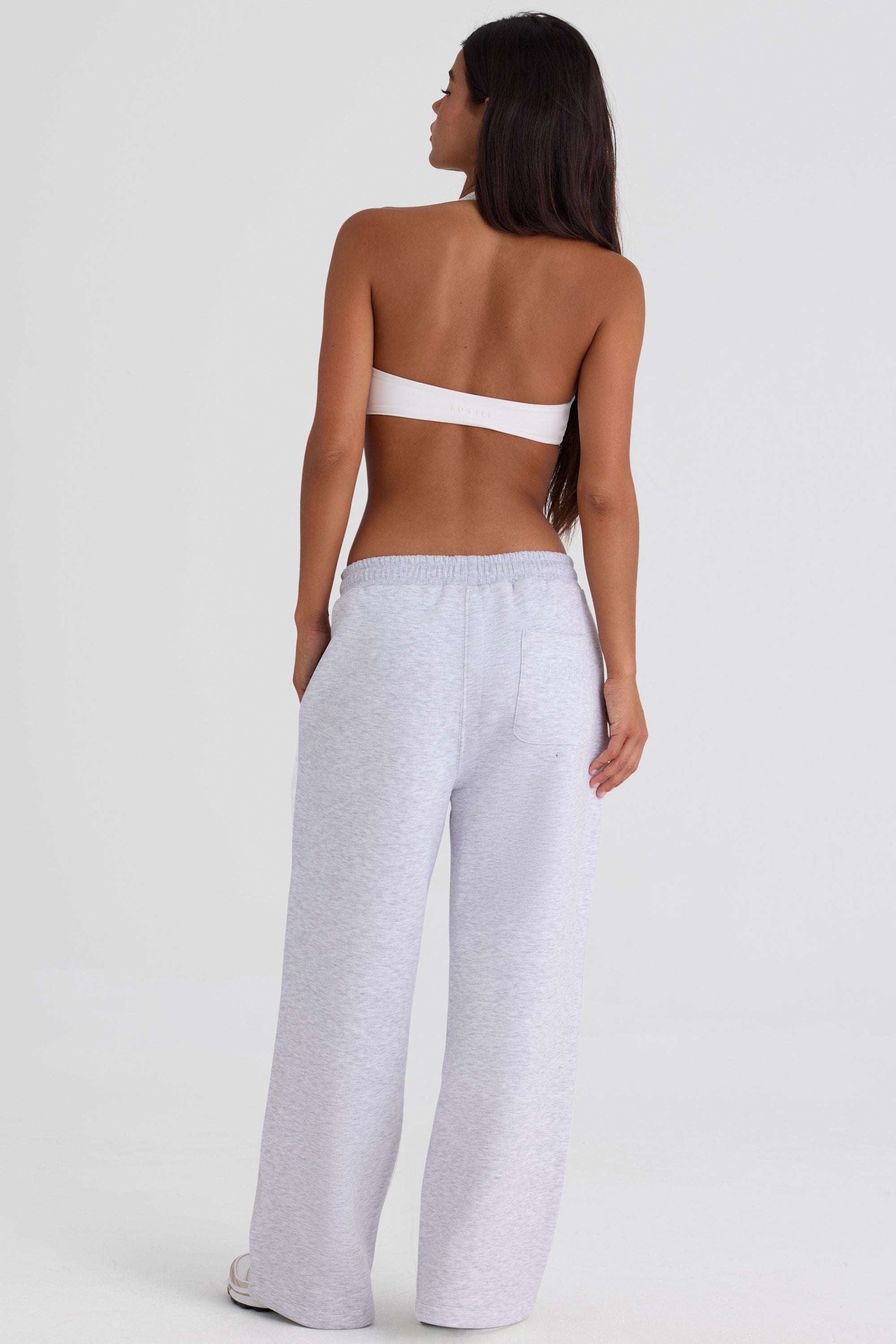 Brushed Jersey Wide-Leg Joggers in Grey Marl - 2