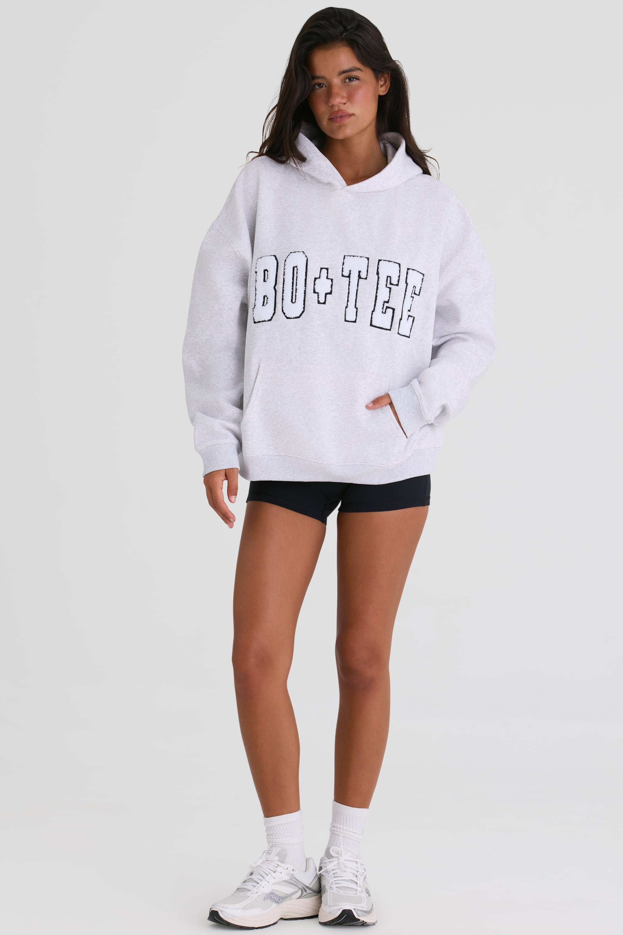 Soft Cotton Jersey Oversized Hoodie in Heather Grey