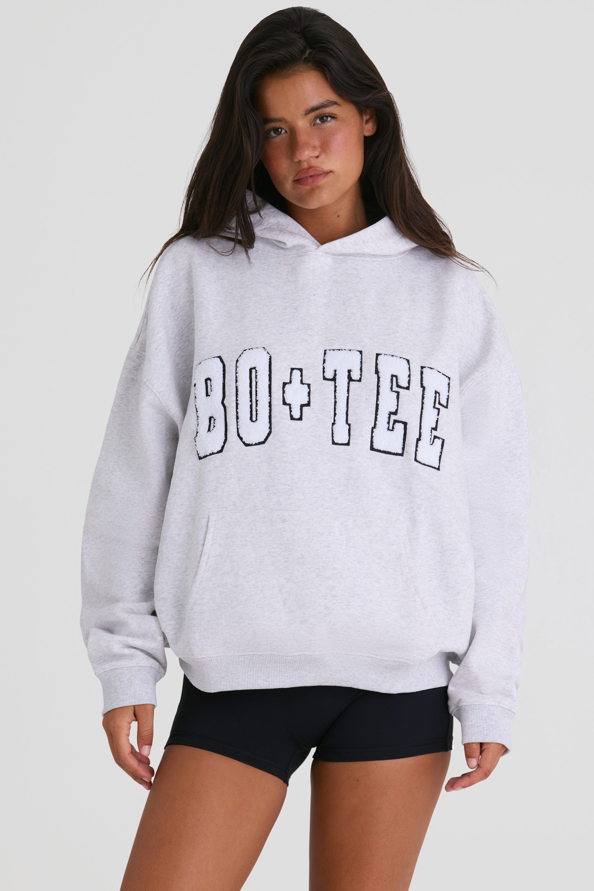 Soft Cotton Jersey Oversized Hoodie in Heather Grey - 1