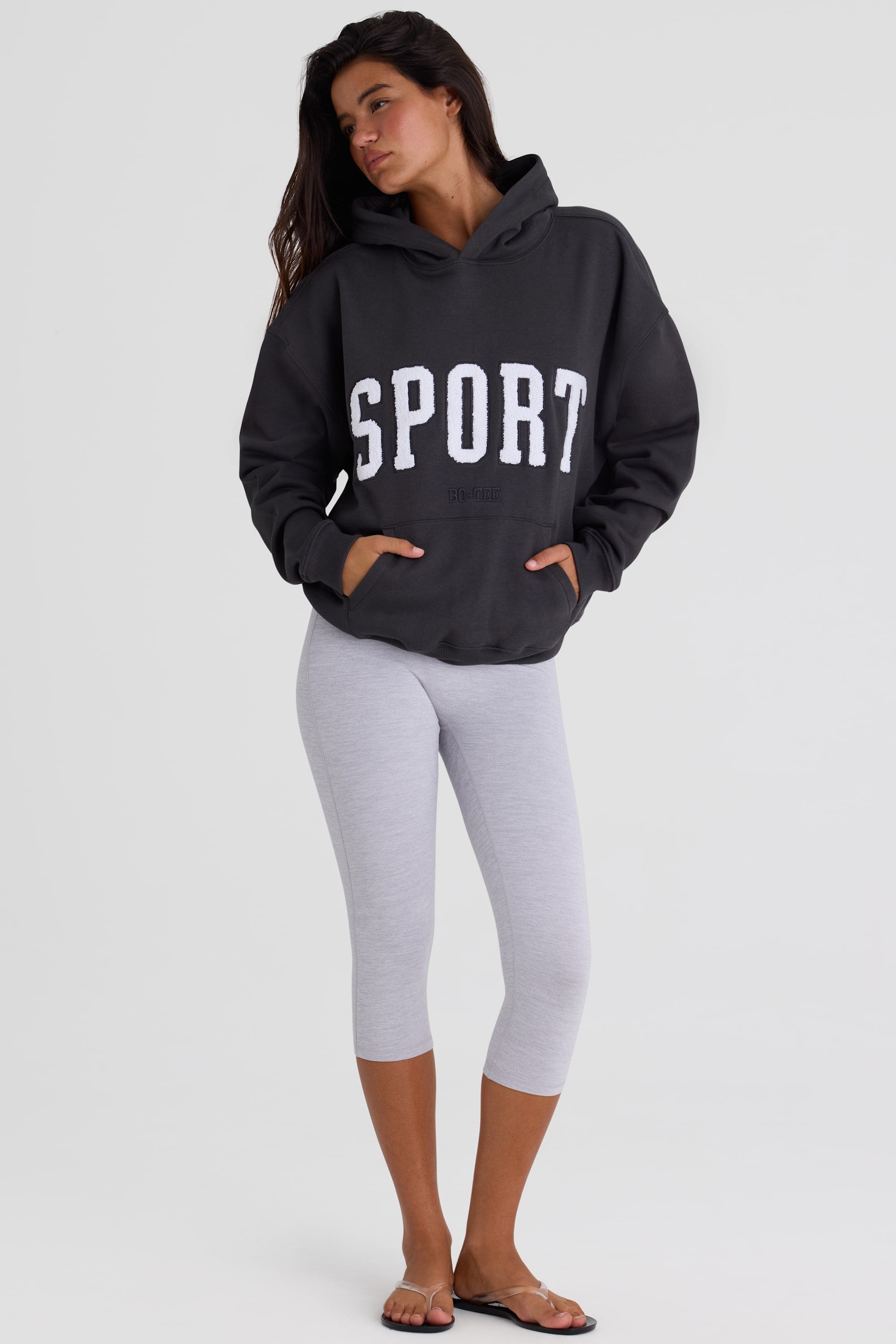 Soft Cotton Fleece Oversized Hoodie in Black