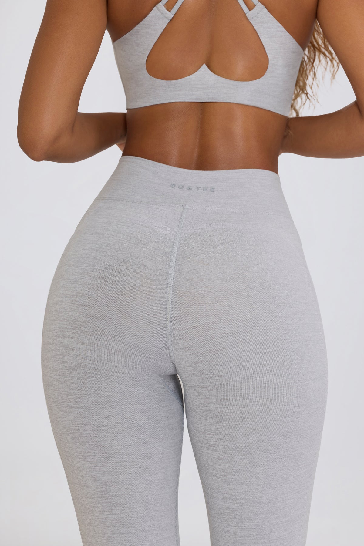 Soft Active V-Waist Pocket Flared Leggings in Grey Marl