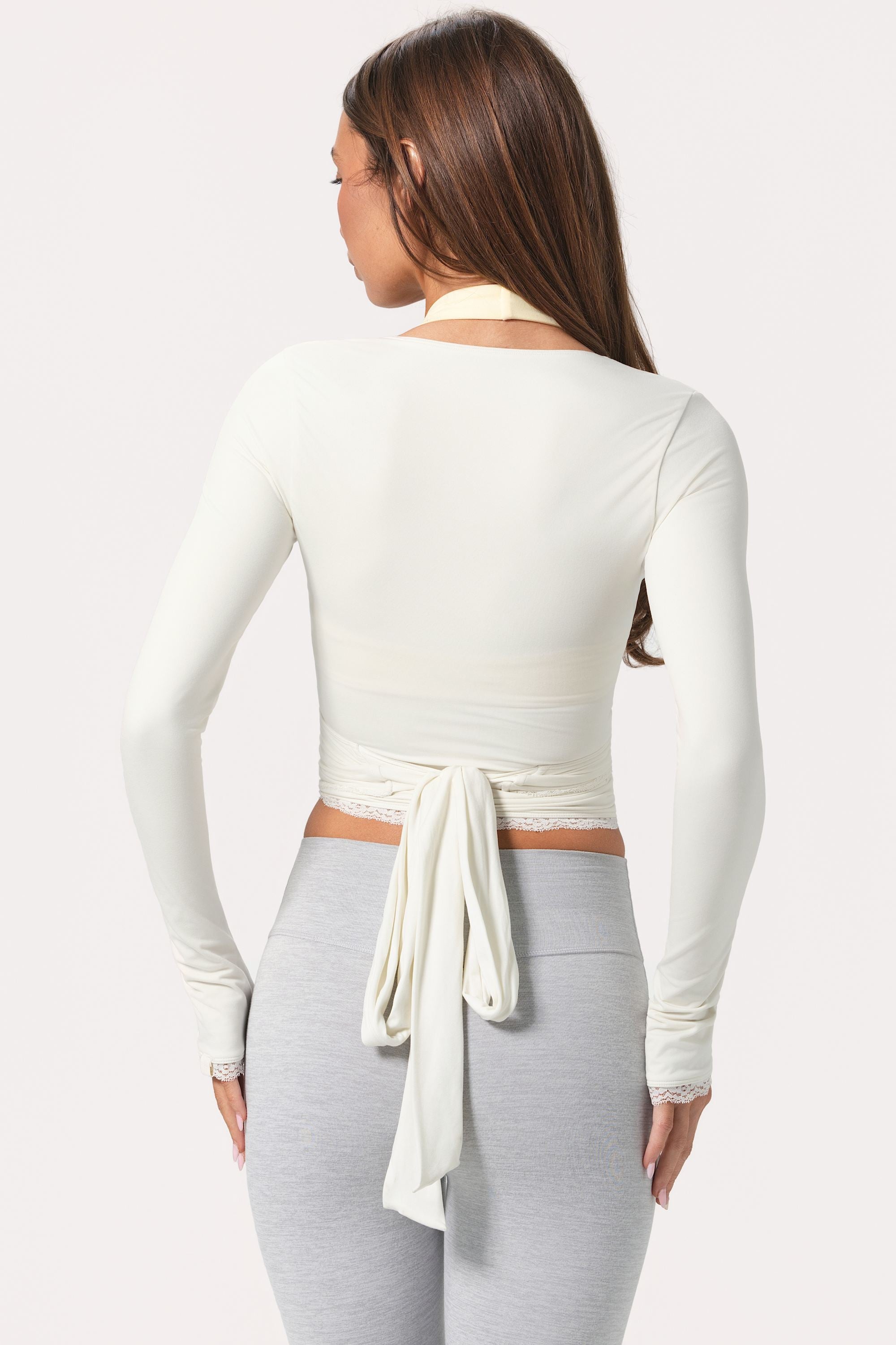 Soft Jersey Wrap Top in Milk