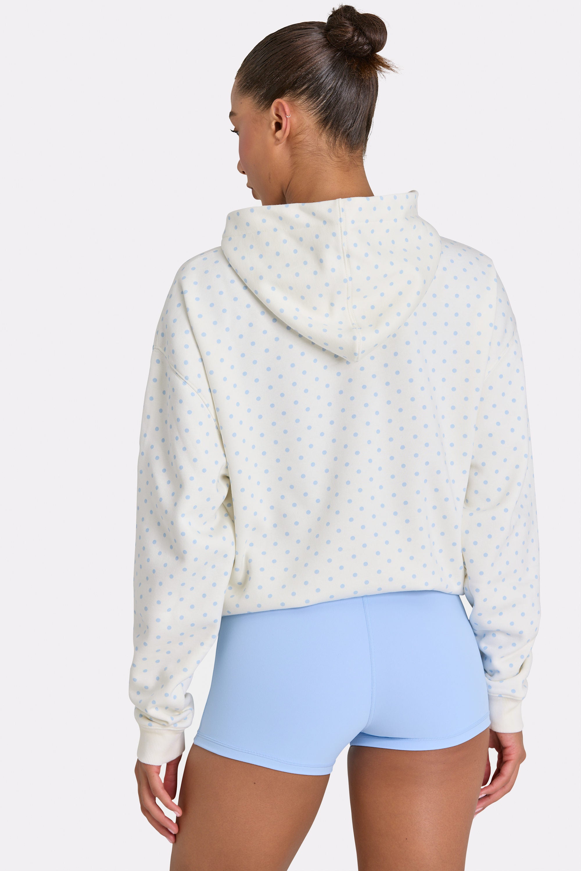 Oversized Applique Hoodie in Milk Polka Dot