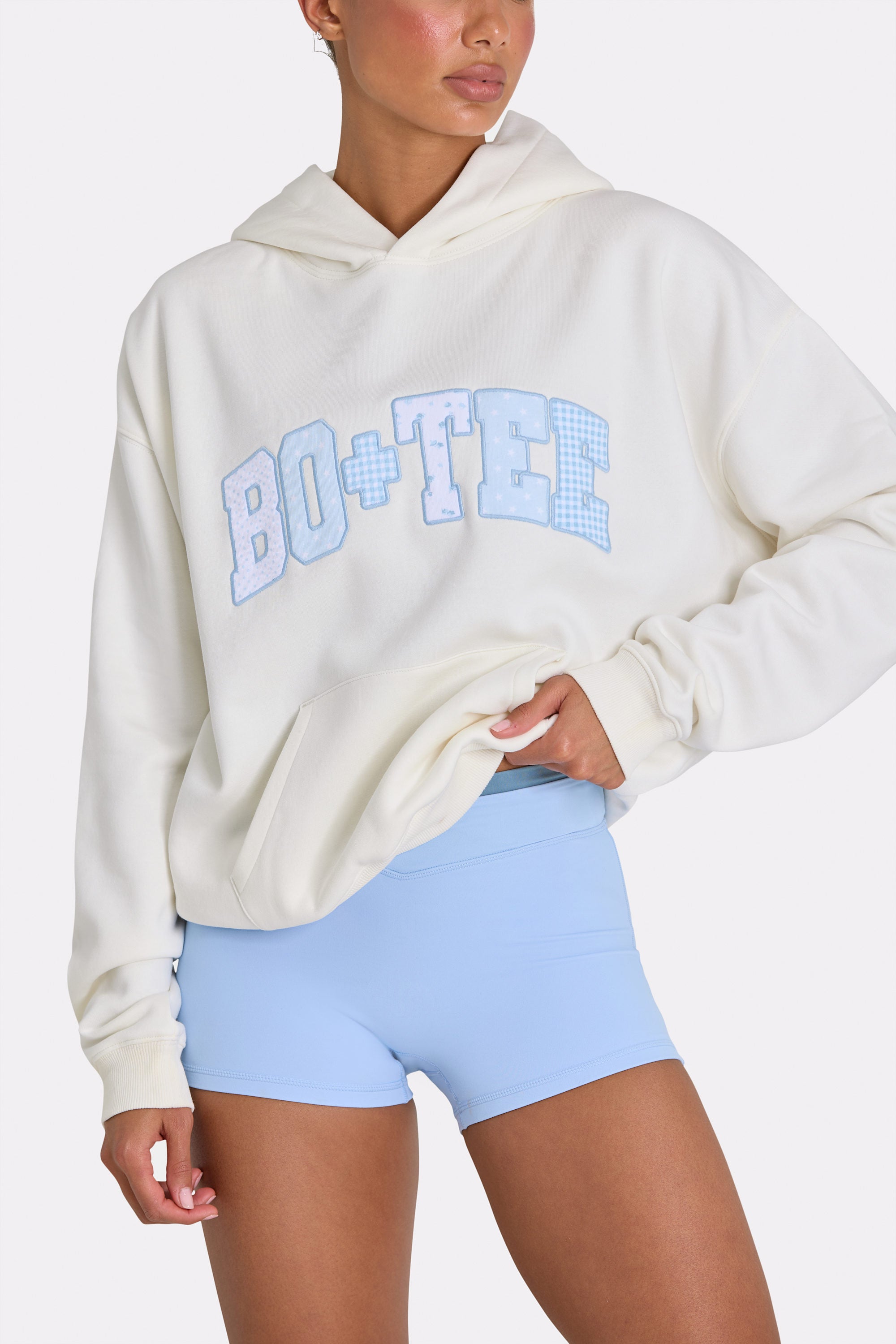 Oversized Applique Hoodie in Milk