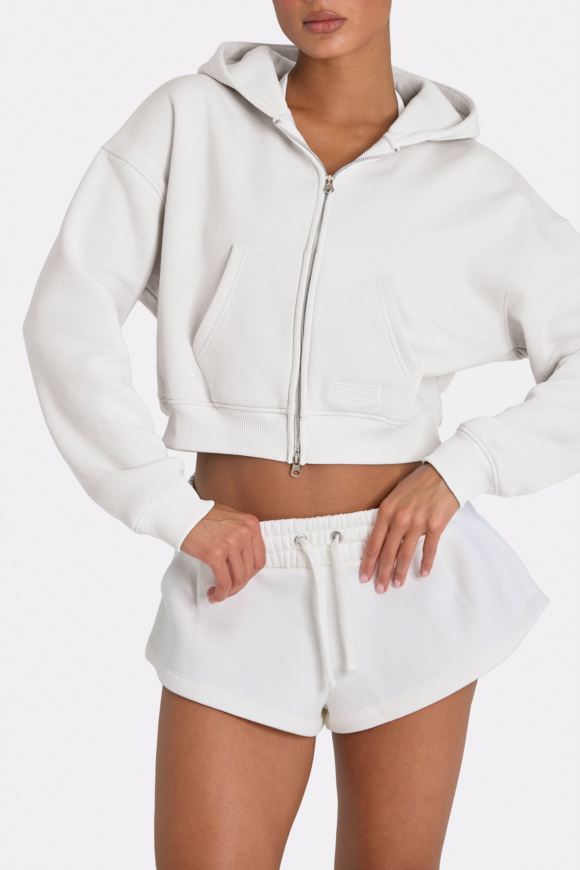 Oversized Zip-Up Hoodie  in Milk