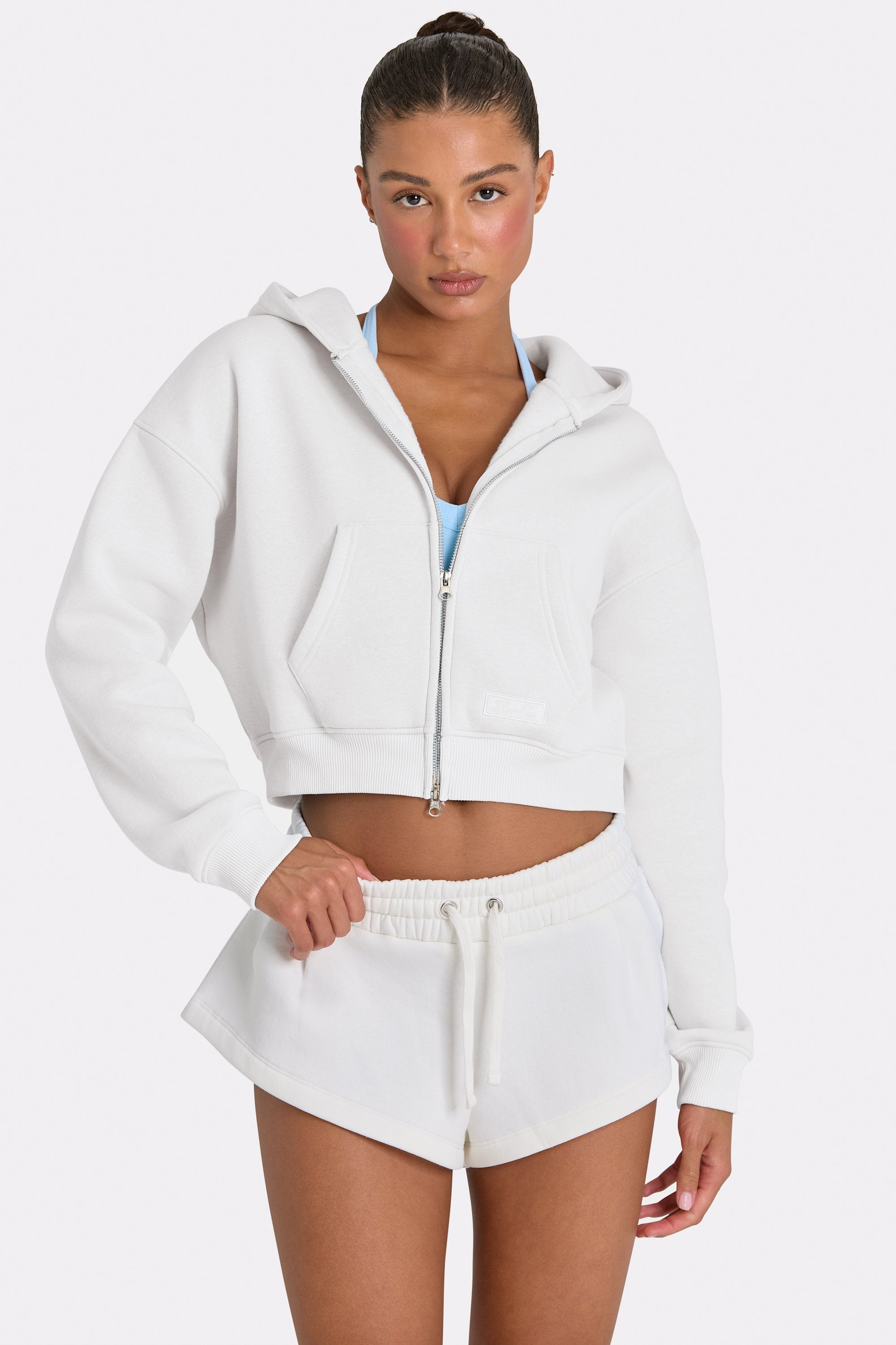 Oversized Zip-Up Hoodie  in Milk