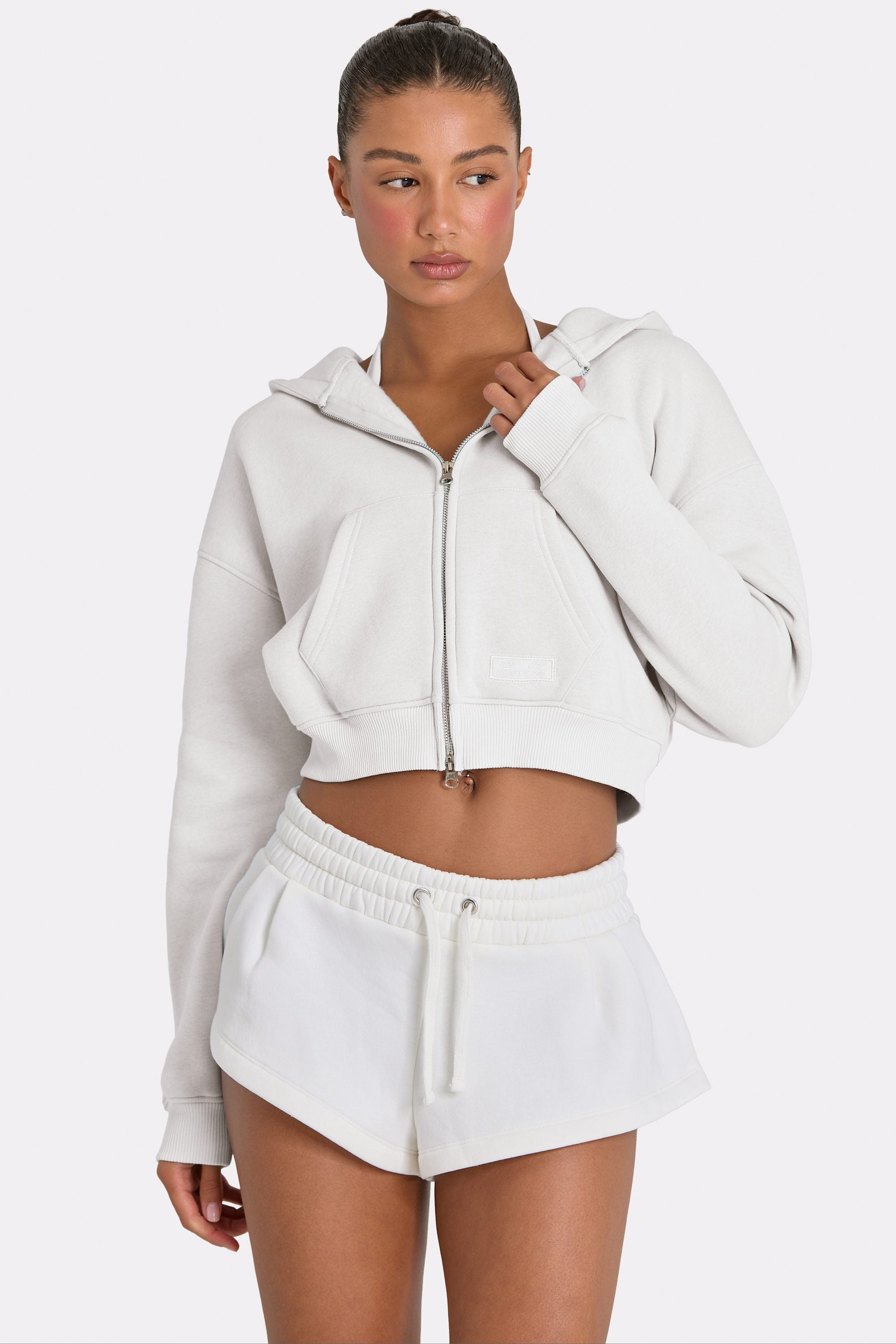 Oversized Zip-Up Hoodie  in Milk