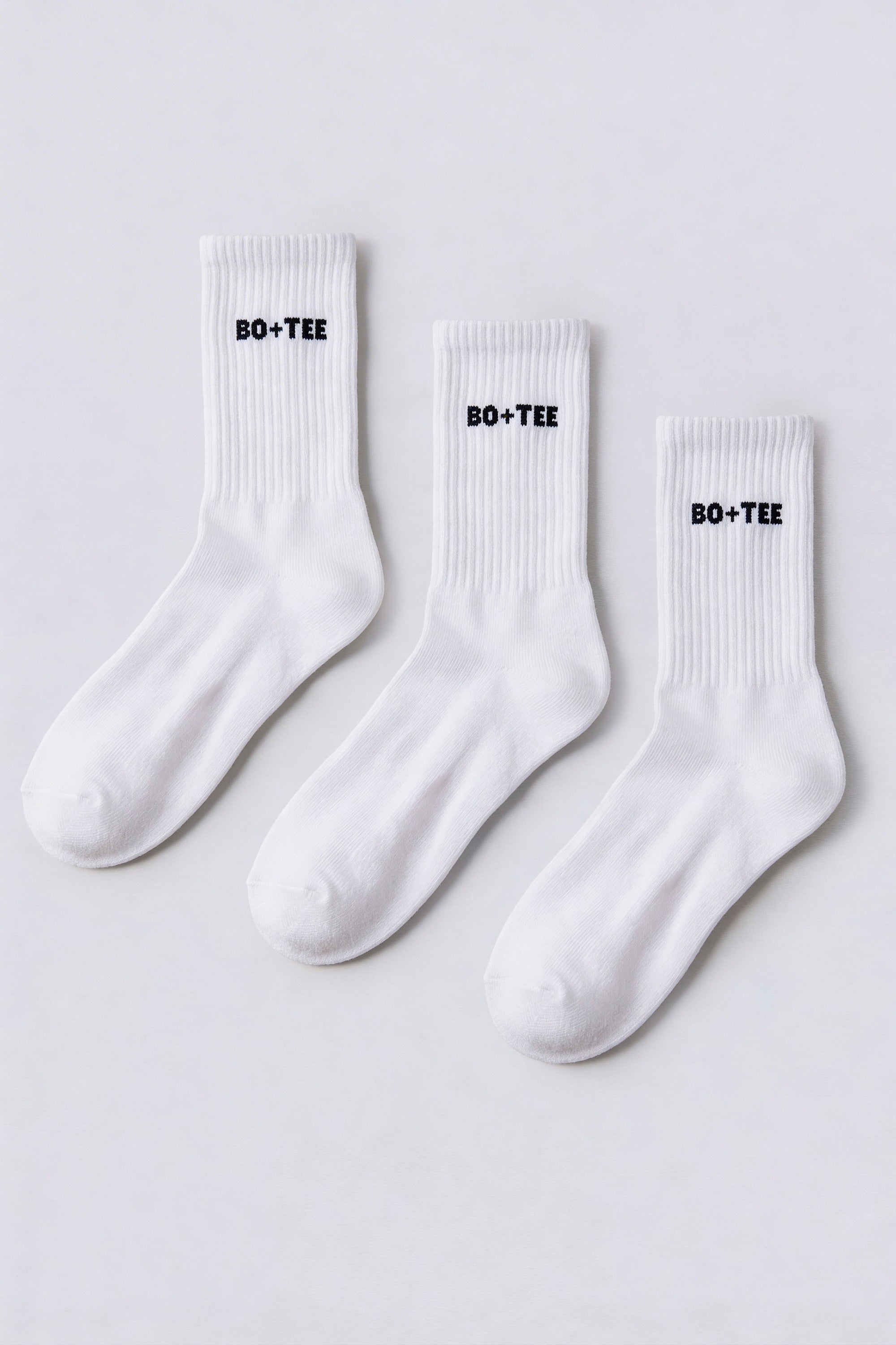 Ribbed Half-Crew 3-Pack Socks in White - 1