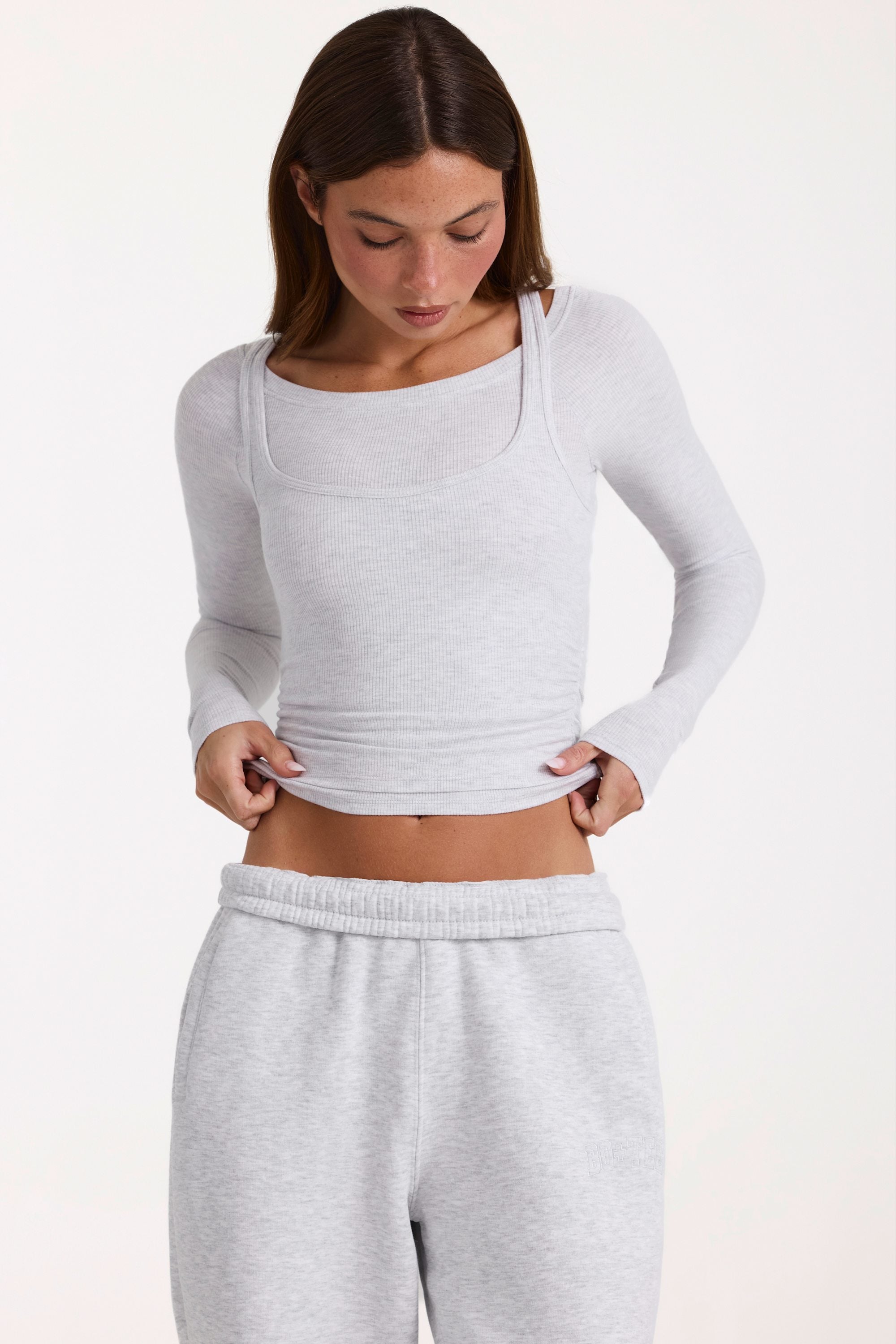 Modal Layered Top in Grey Marl - 1