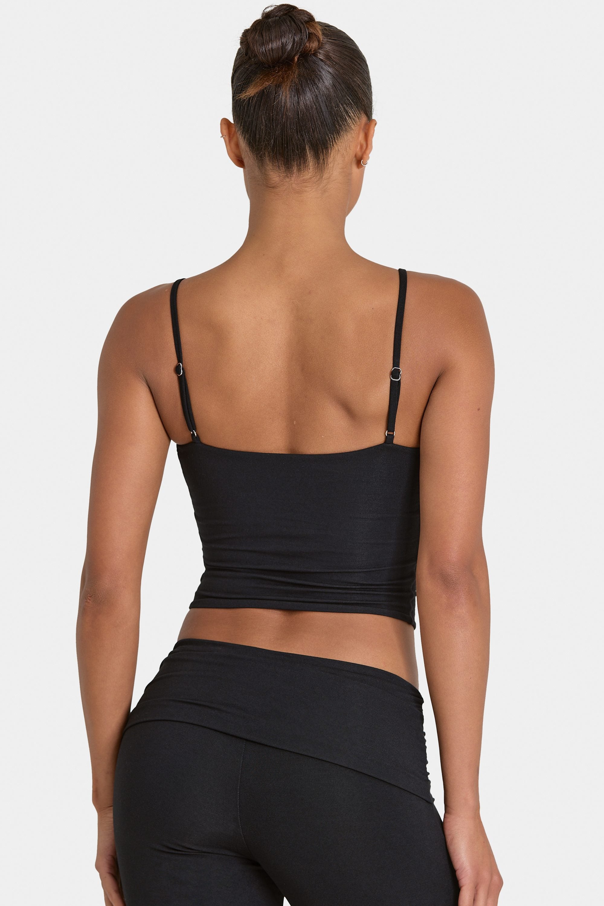 Modal Cropped Tank Top in Black - 2
