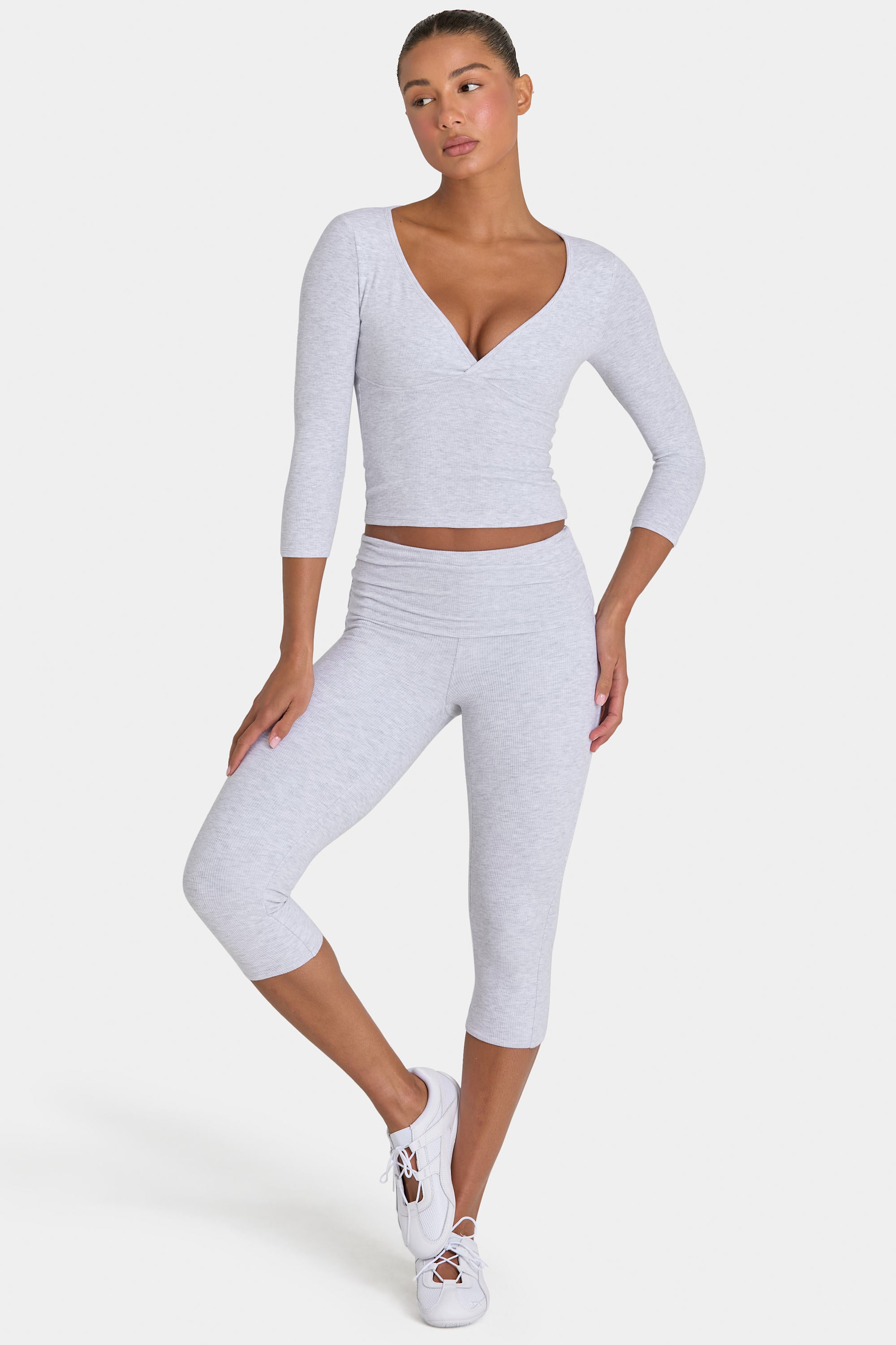 ButterCloud™ Capri Leggings in Grey Marl - 1