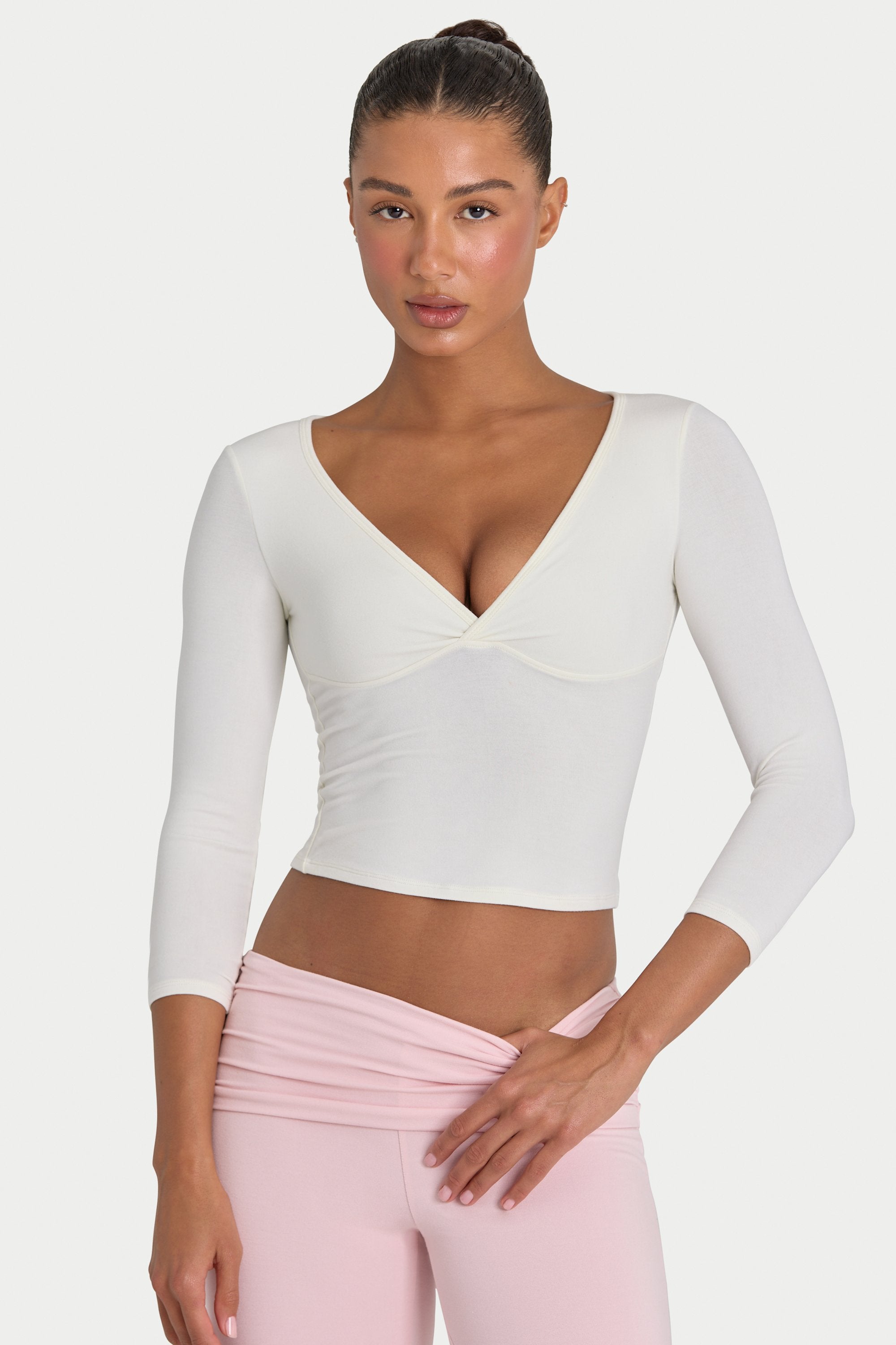 ButterCloud™ 3/4 Sleeve Top in Coconut - 1
