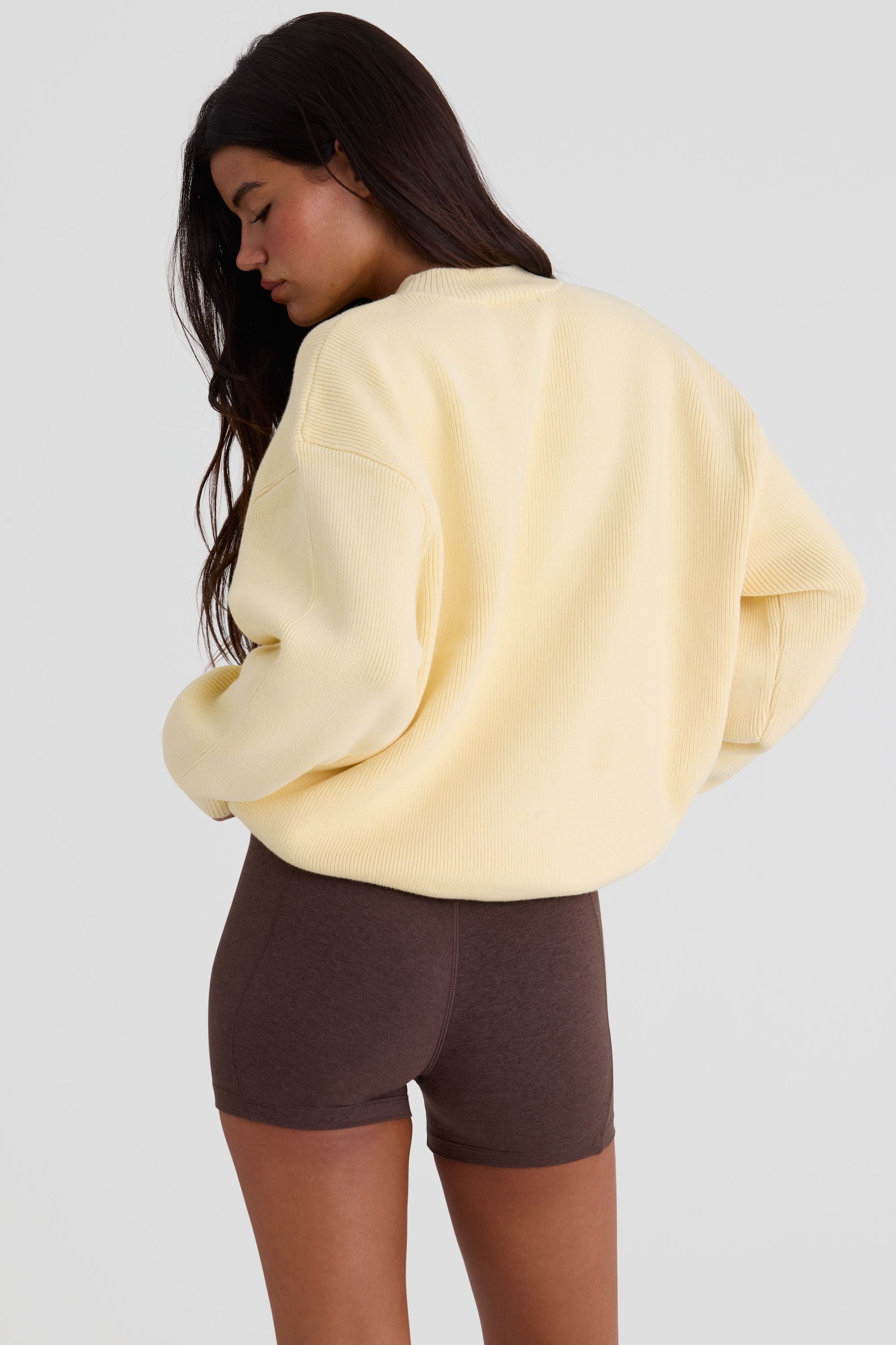 Ribbed Knit Oversized Jumper in Lemon