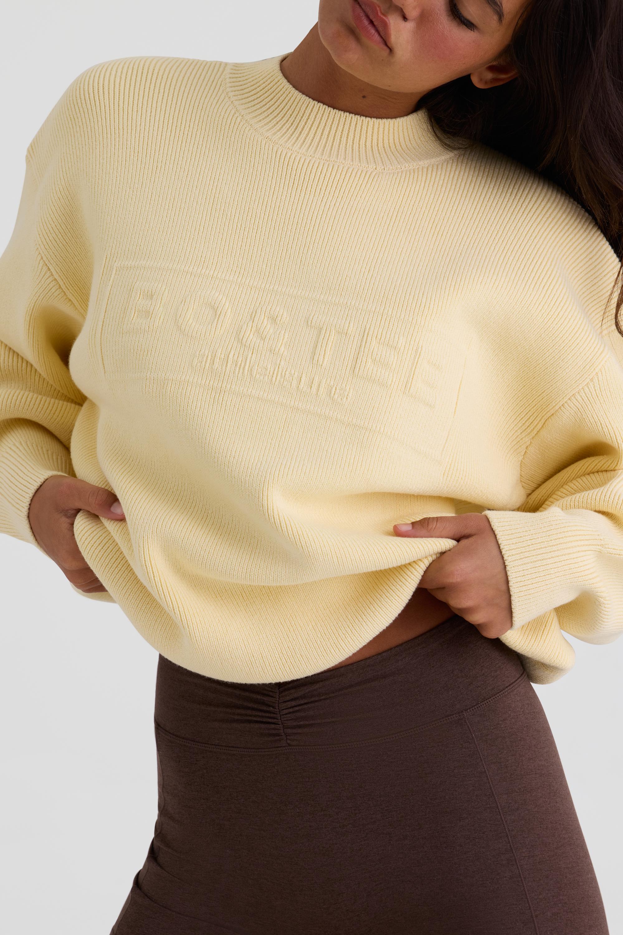 Ribbed Knit Oversized Jumper in Lemon