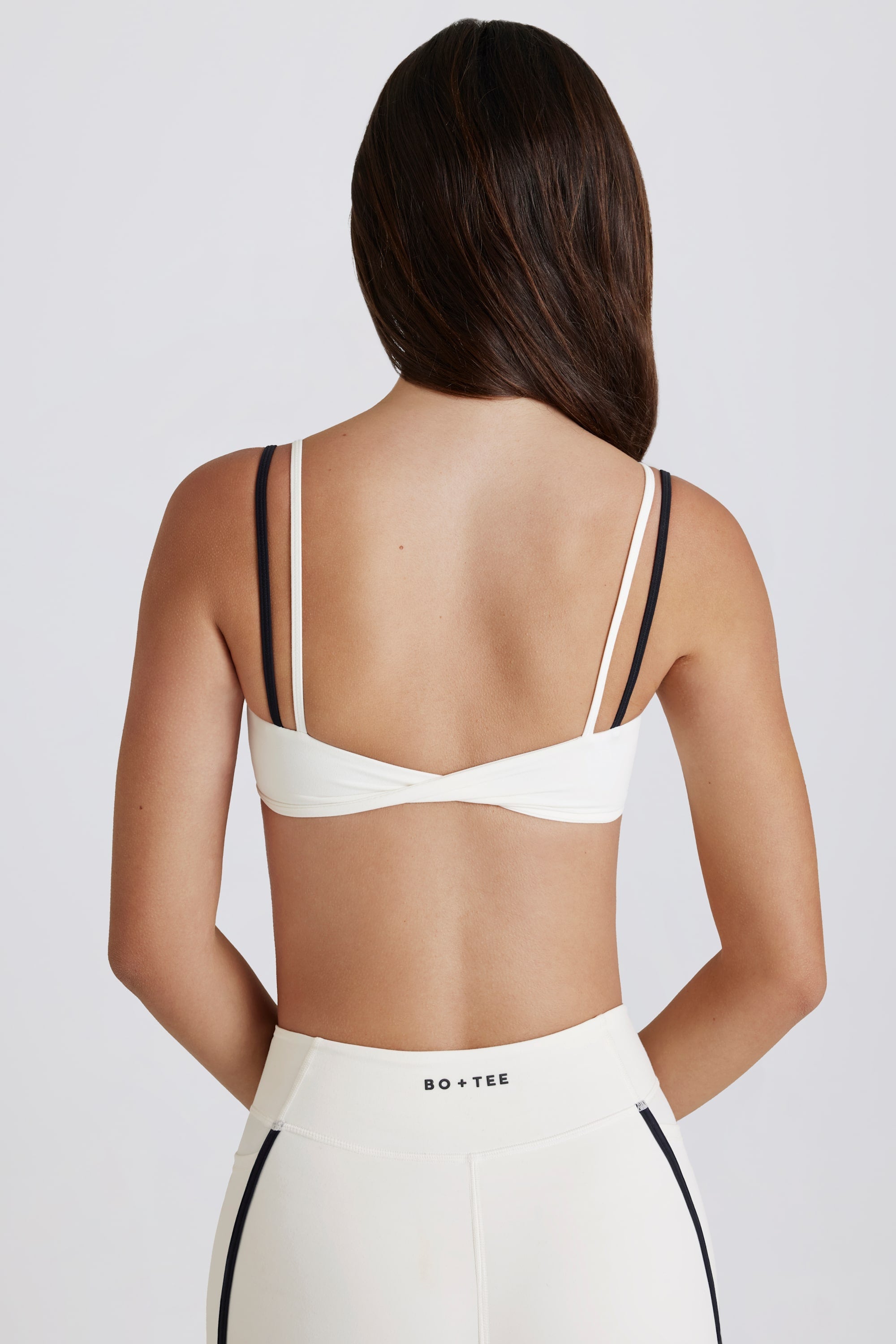 Soft Active Twist-Back Layered Sports Bra in Marshmallow - 2