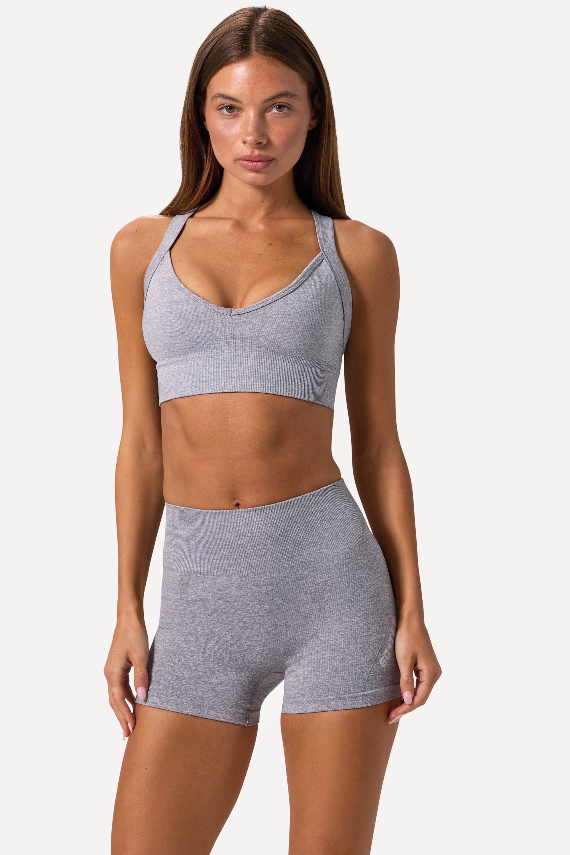 Super Sculpt Seamless Crossback Sports Bra in Grey Marl - 1