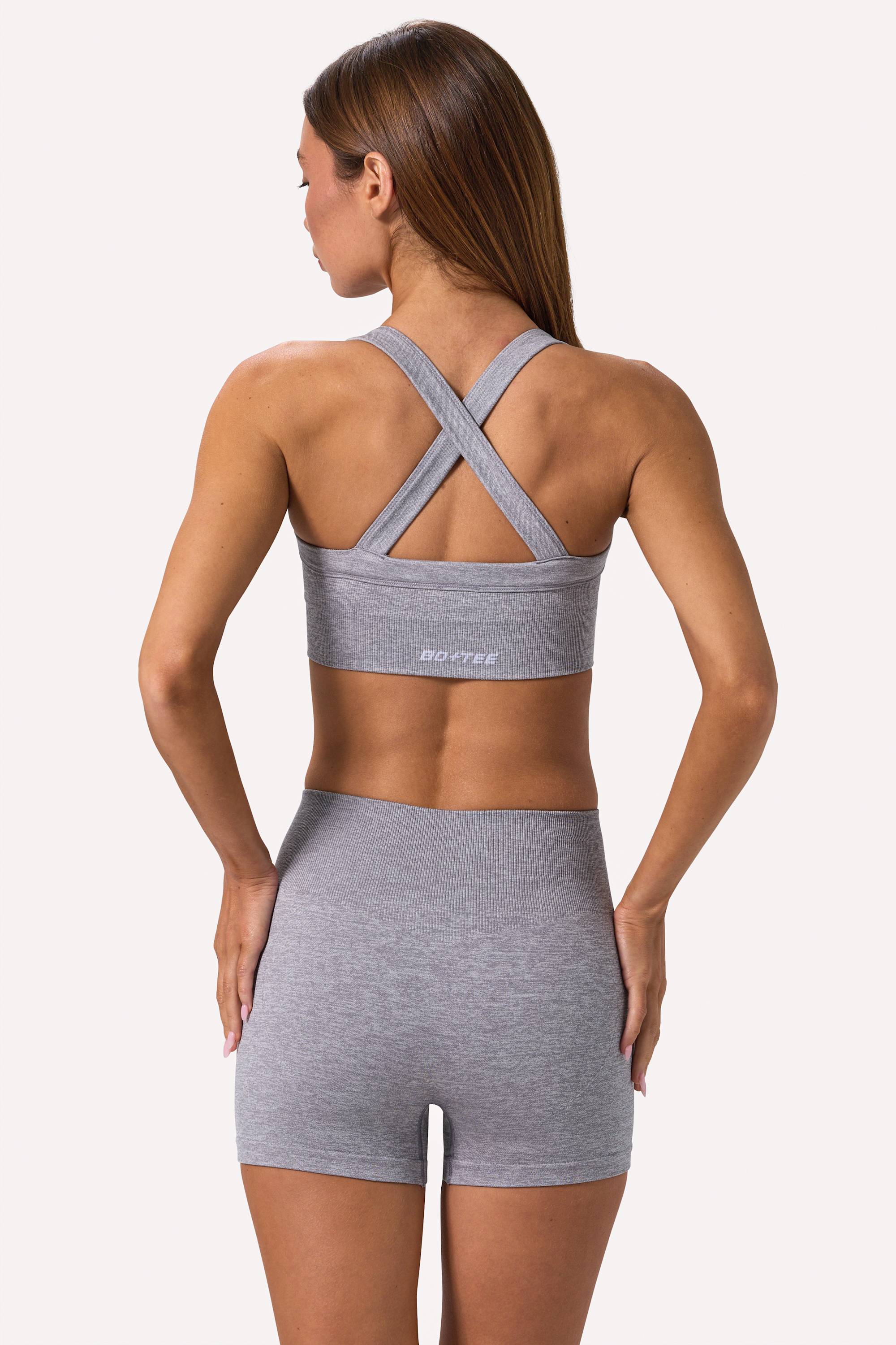 Super Sculpt Seamless Crossback Sports Bra in Grey Marl - 2