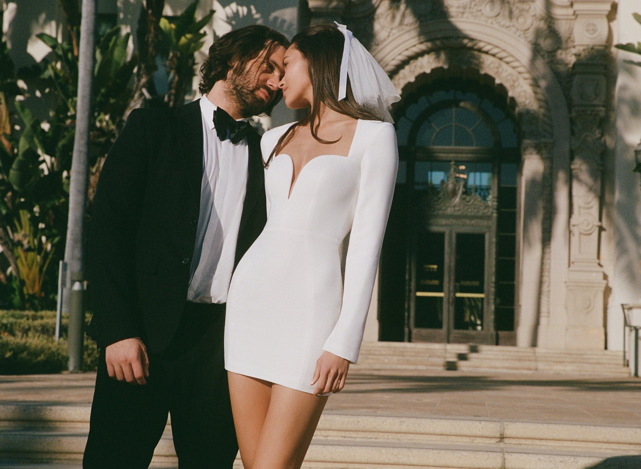 Cut-Out Heart-Detail Bodycon Mini Dress in White - 1