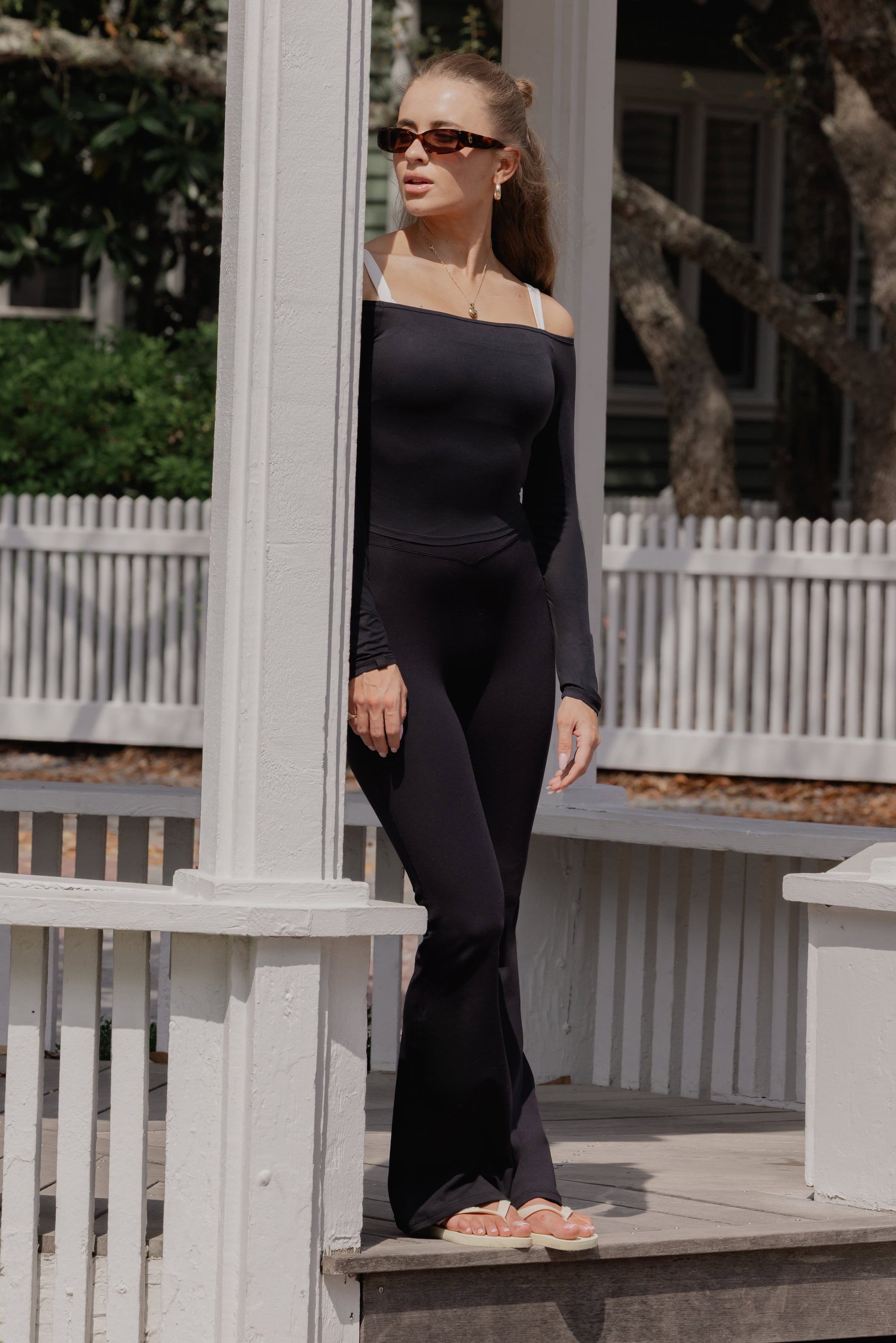 Soft Jersey Off-Shoulder Top in Black - 1