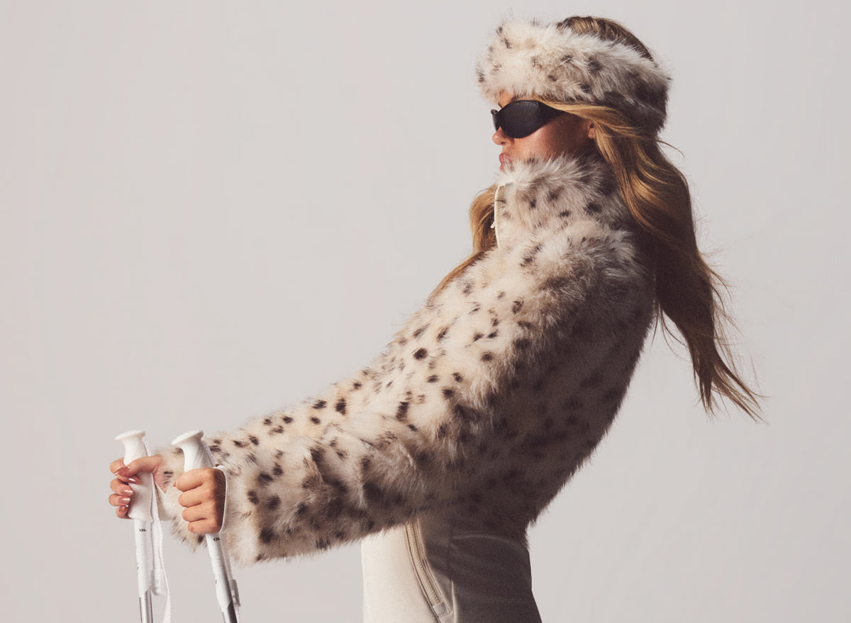Faux Fur Ski Suit in Snow Leopard - 1
