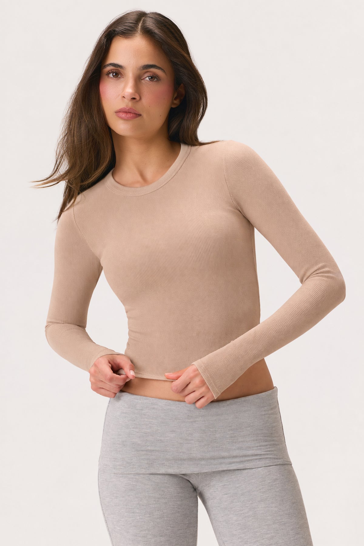ButterCloud™ Long-Sleeve Crop Top in Oatmeal