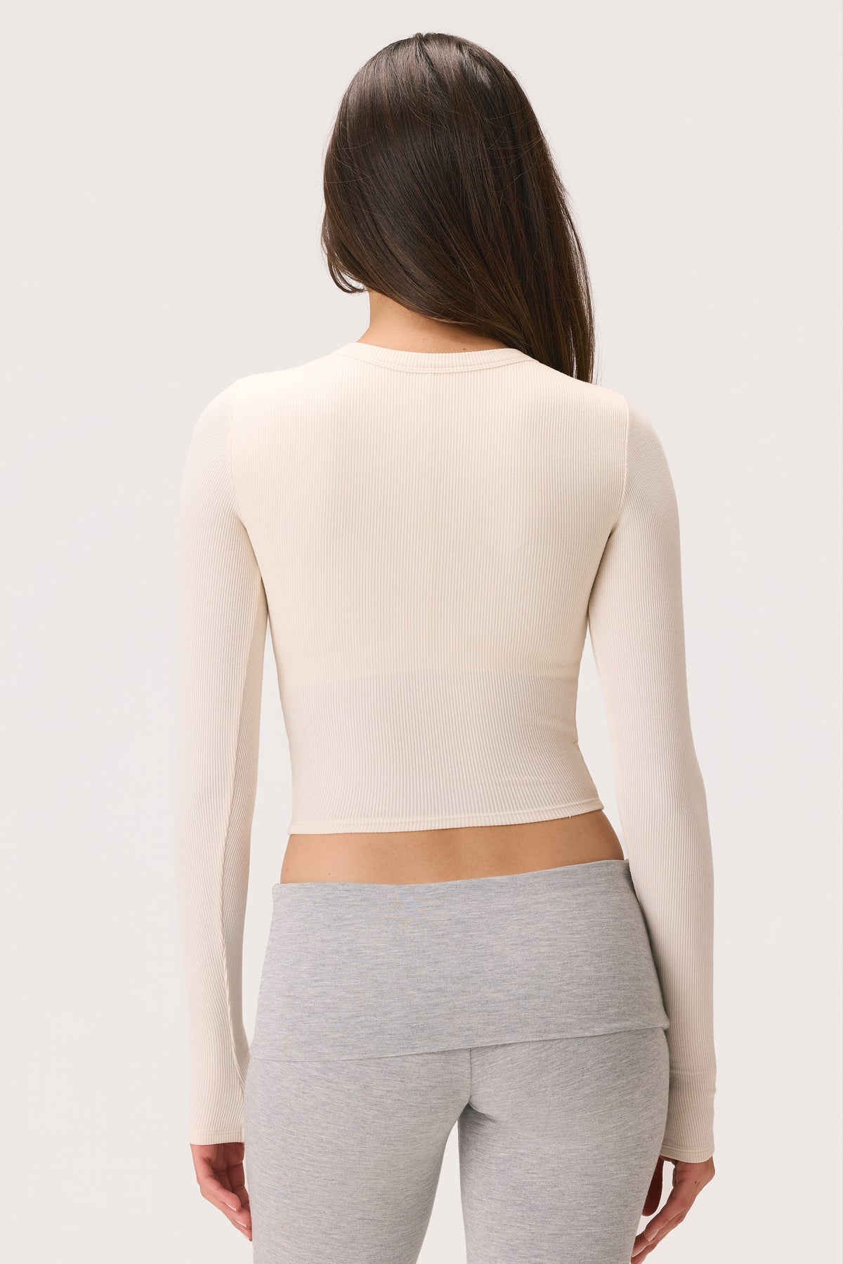 ButterCloud™ Long-Sleeve Crop Top in Coconut