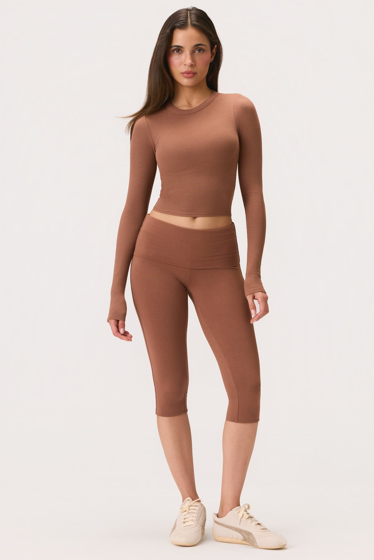 ButterCloud™ Long-Sleeve Crop Top in Cocoa