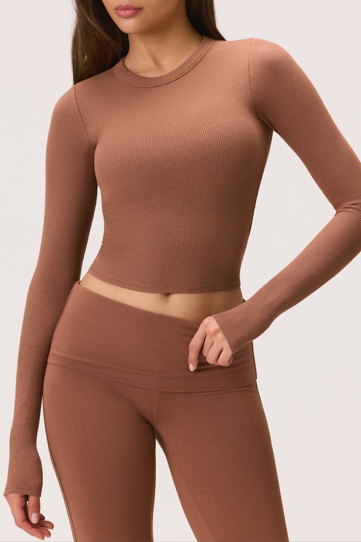 ButterCloud™ Long-Sleeve Crop Top in Cocoa