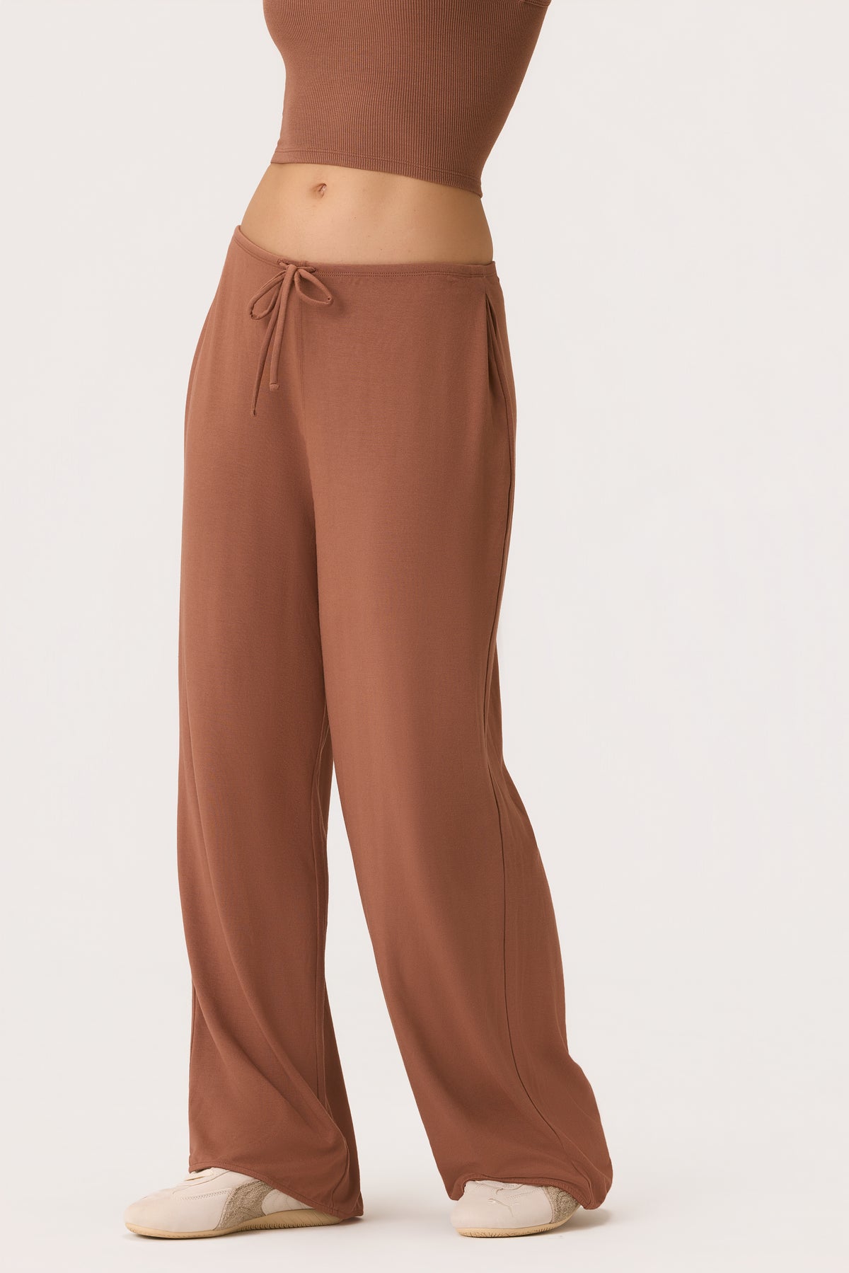 ButterCloud™ Tie-Waist Wide-Leg Trousers in Cocoa