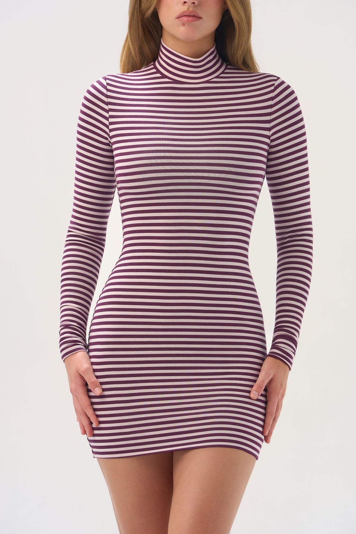 ButterCloud™ Mini Dress in Plum Stripe