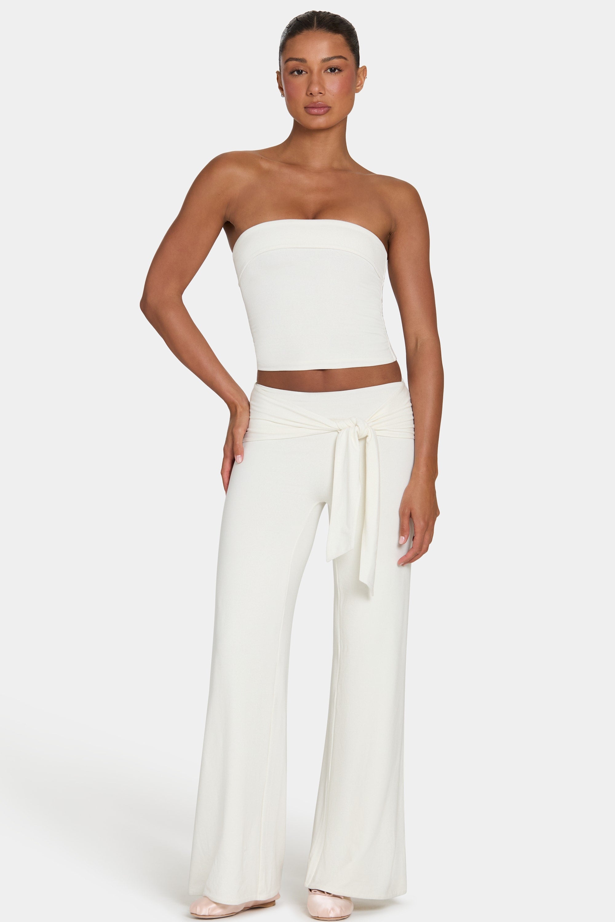 ButterCloud™ Tie-Waist Wide-Leg Trousers in Coconut - 1